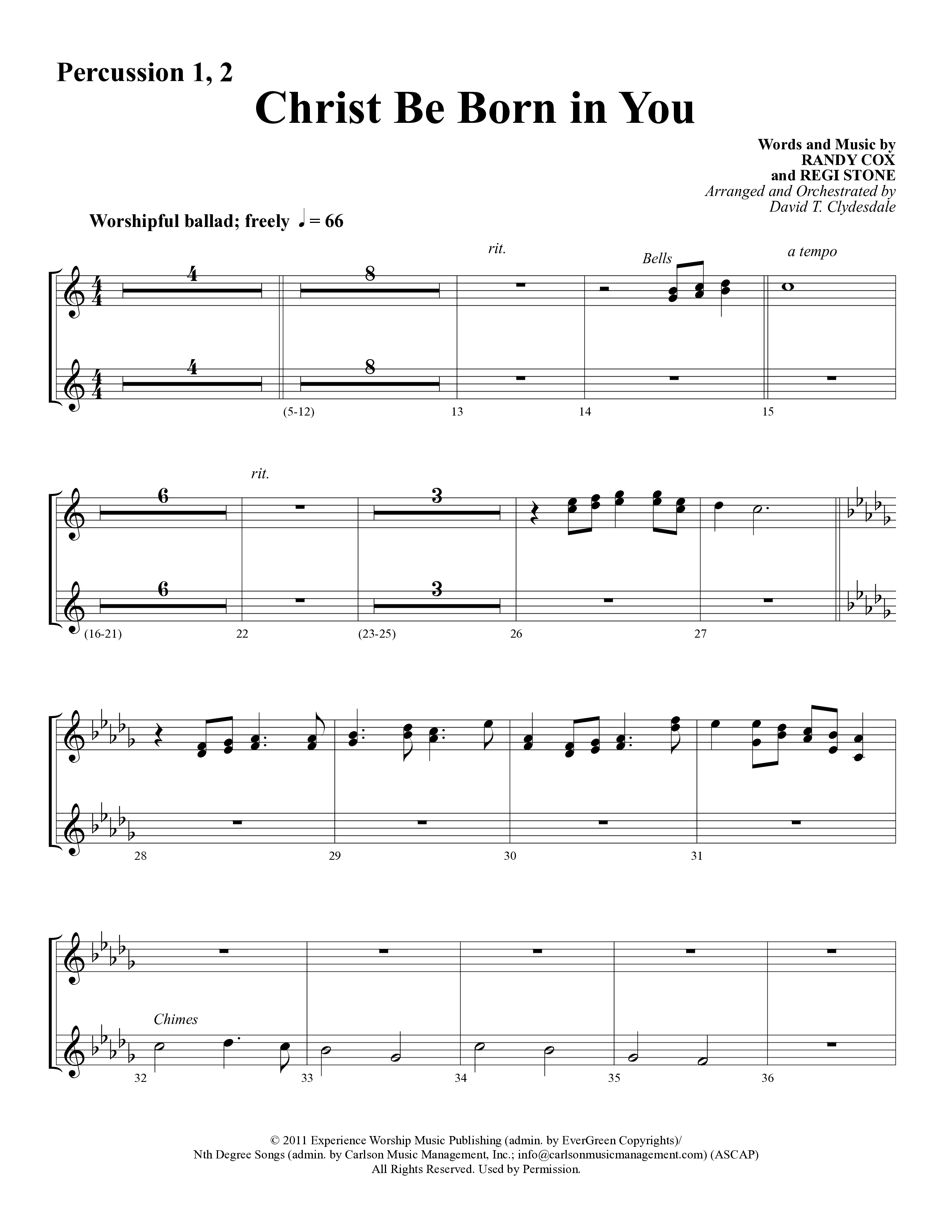 Christ Be Born In You (Choral Anthem SATB) Percussion (Word Music Choral / Arr. David Clydesdale)