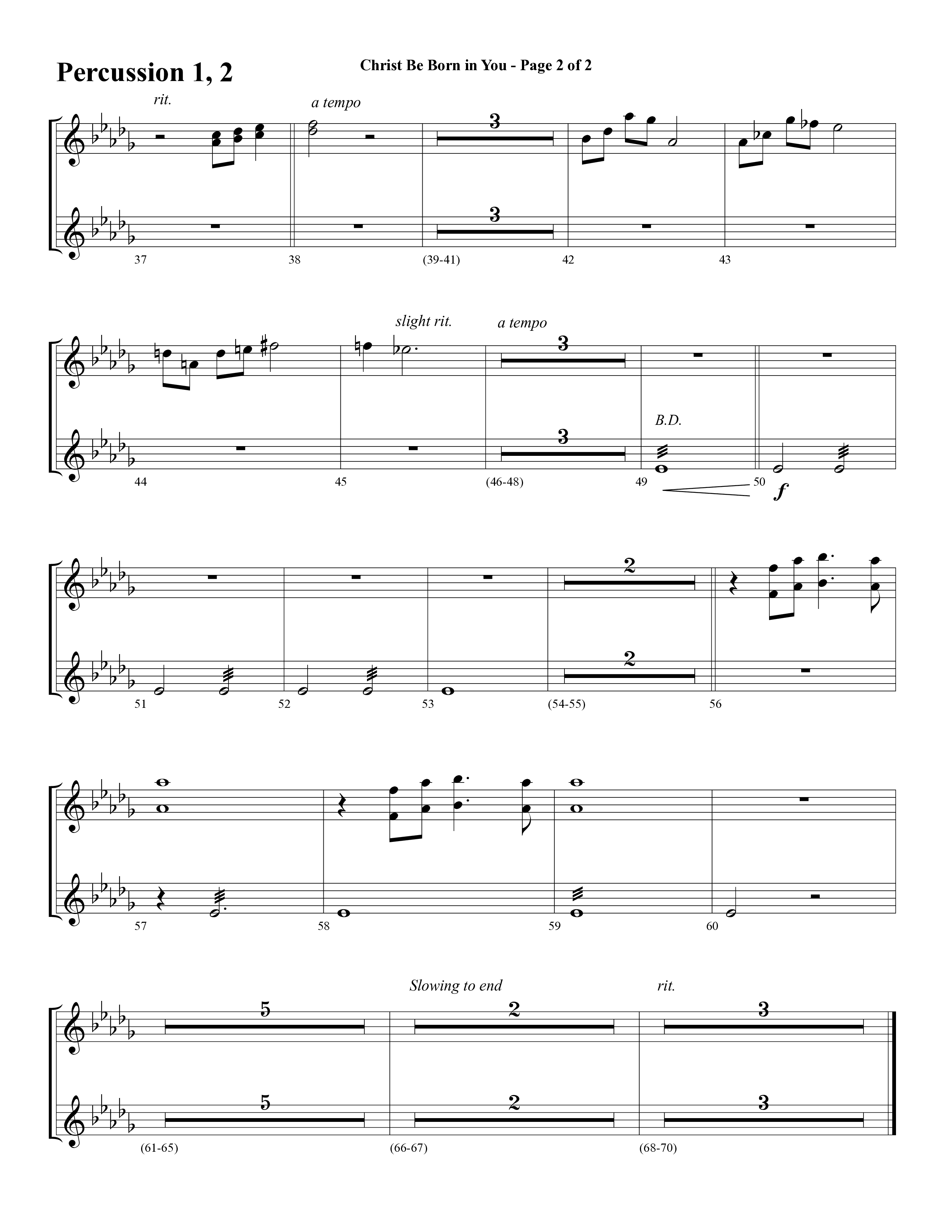 Christ Be Born In You (Choral Anthem SATB) Percussion (Word Music Choral / Arr. David Clydesdale)