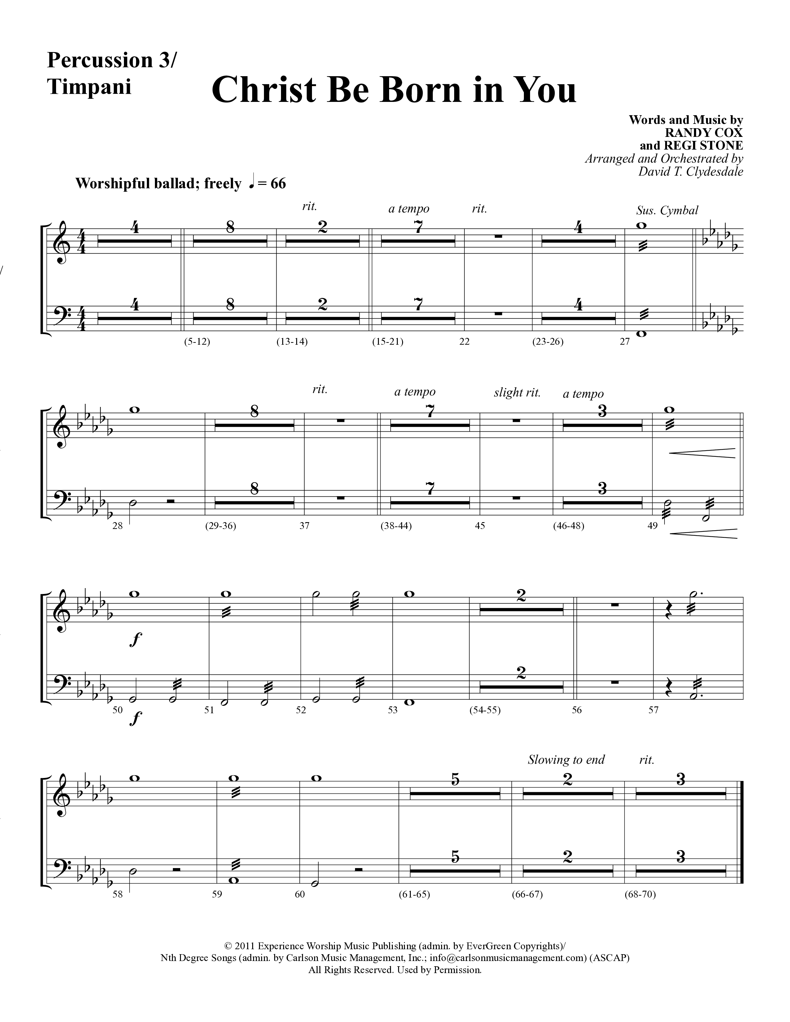 Christ Be Born In You (Choral Anthem SATB) Percussion (Word Music Choral / Arr. David Clydesdale)