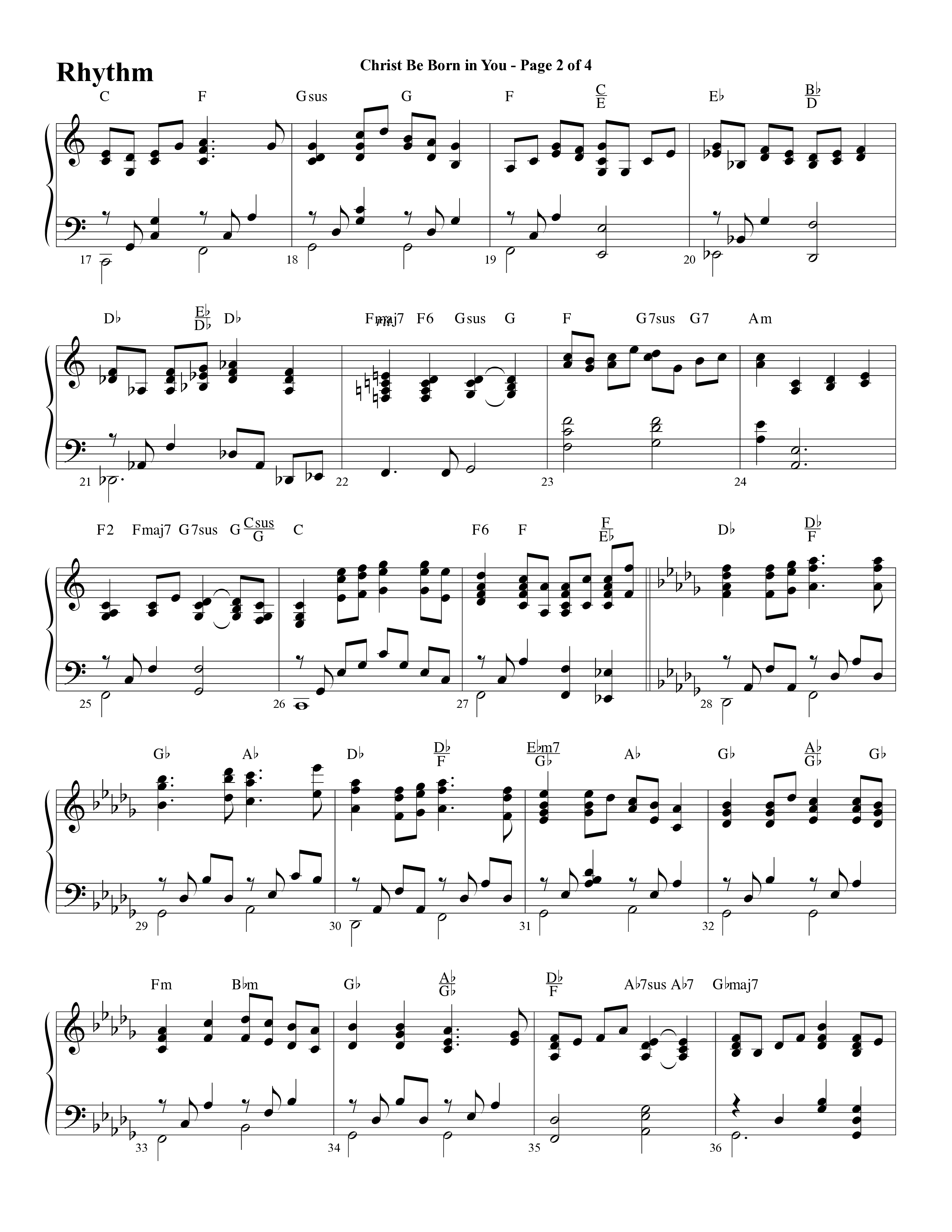 Christ Be Born In You (Choral Anthem SATB) Rhythm Chart (Word Music Choral / Arr. David Clydesdale)