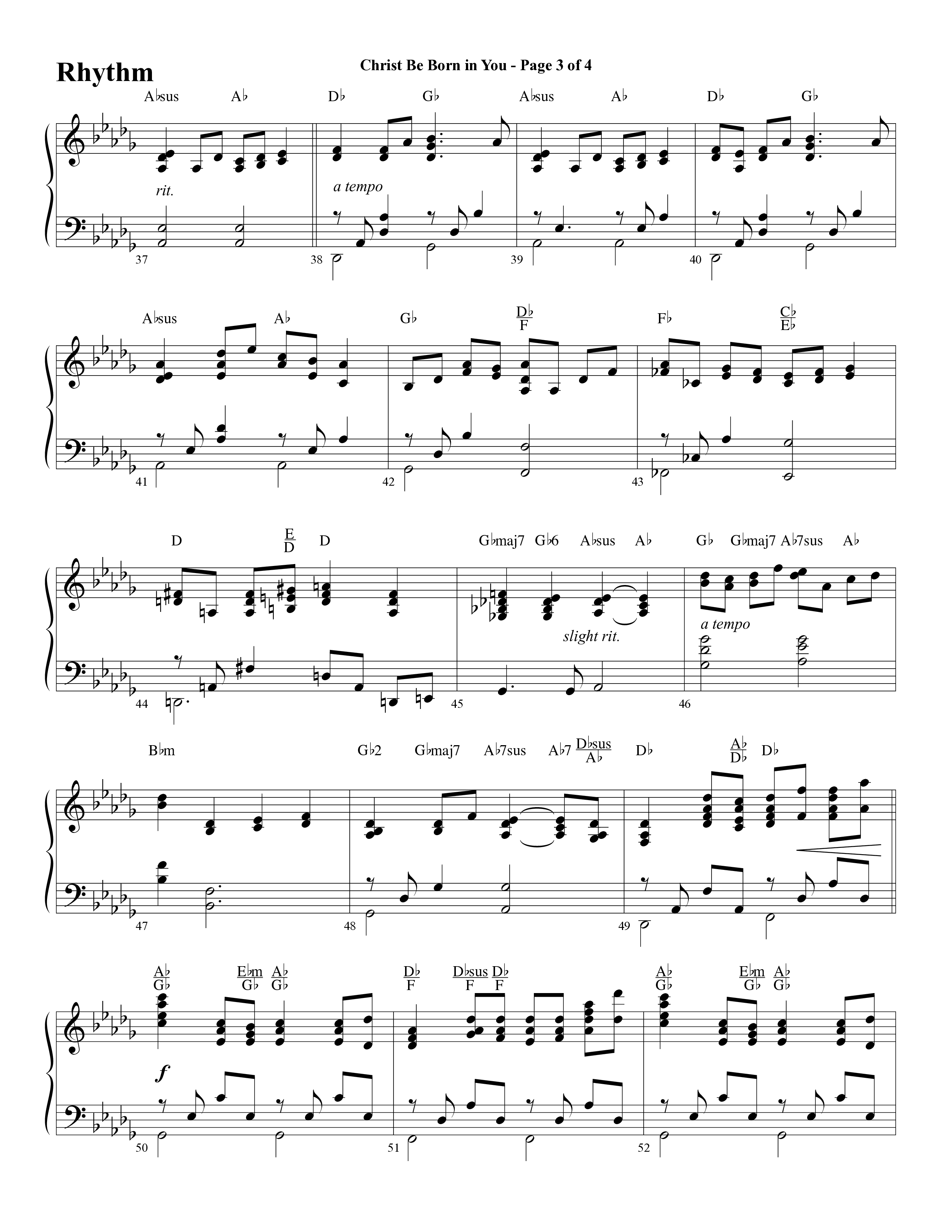 Christ Be Born In You (Choral Anthem SATB) Rhythm Chart (Word Music Choral / Arr. David Clydesdale)