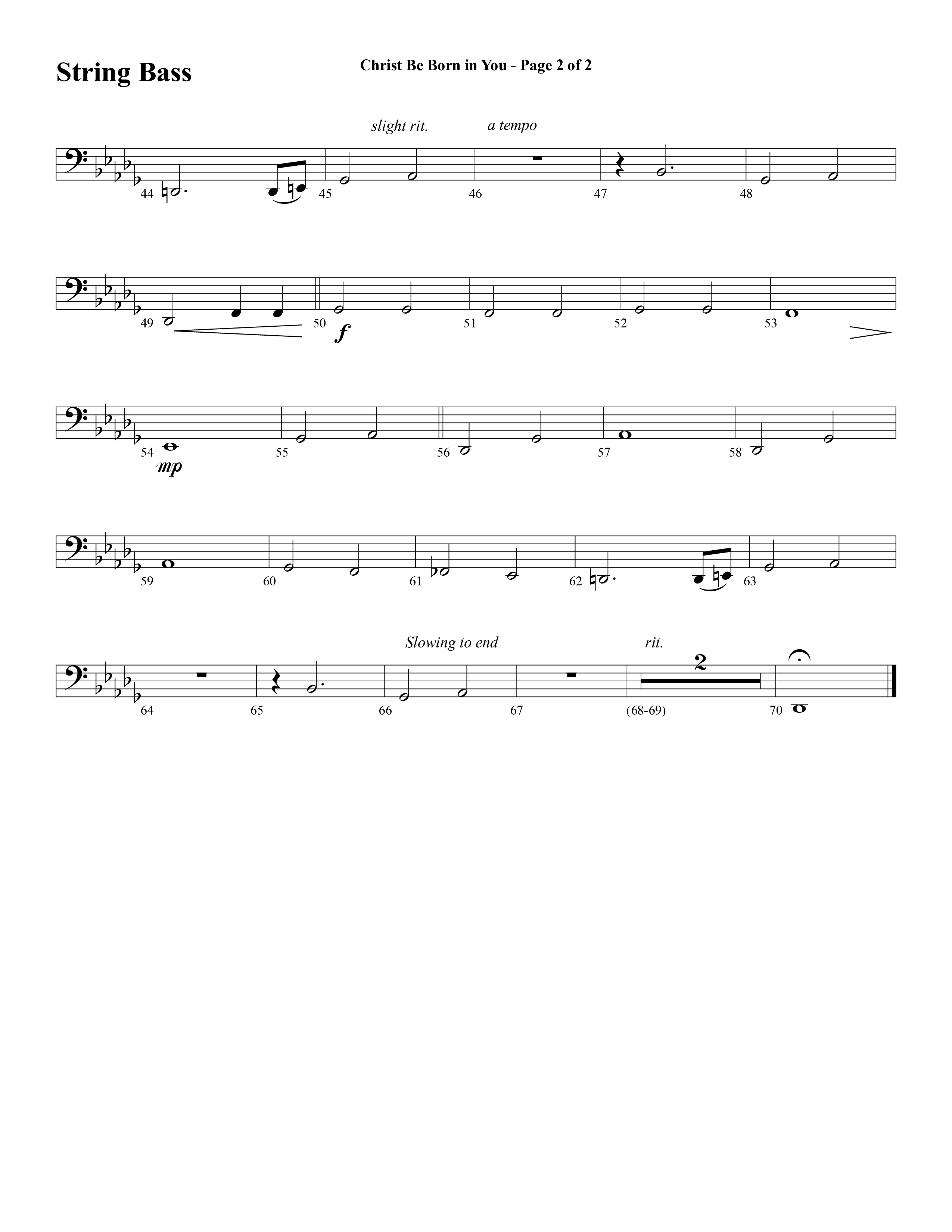 Christ Be Born In You (Choral Anthem SATB) String Bass (Word Music Choral / Arr. David Clydesdale)