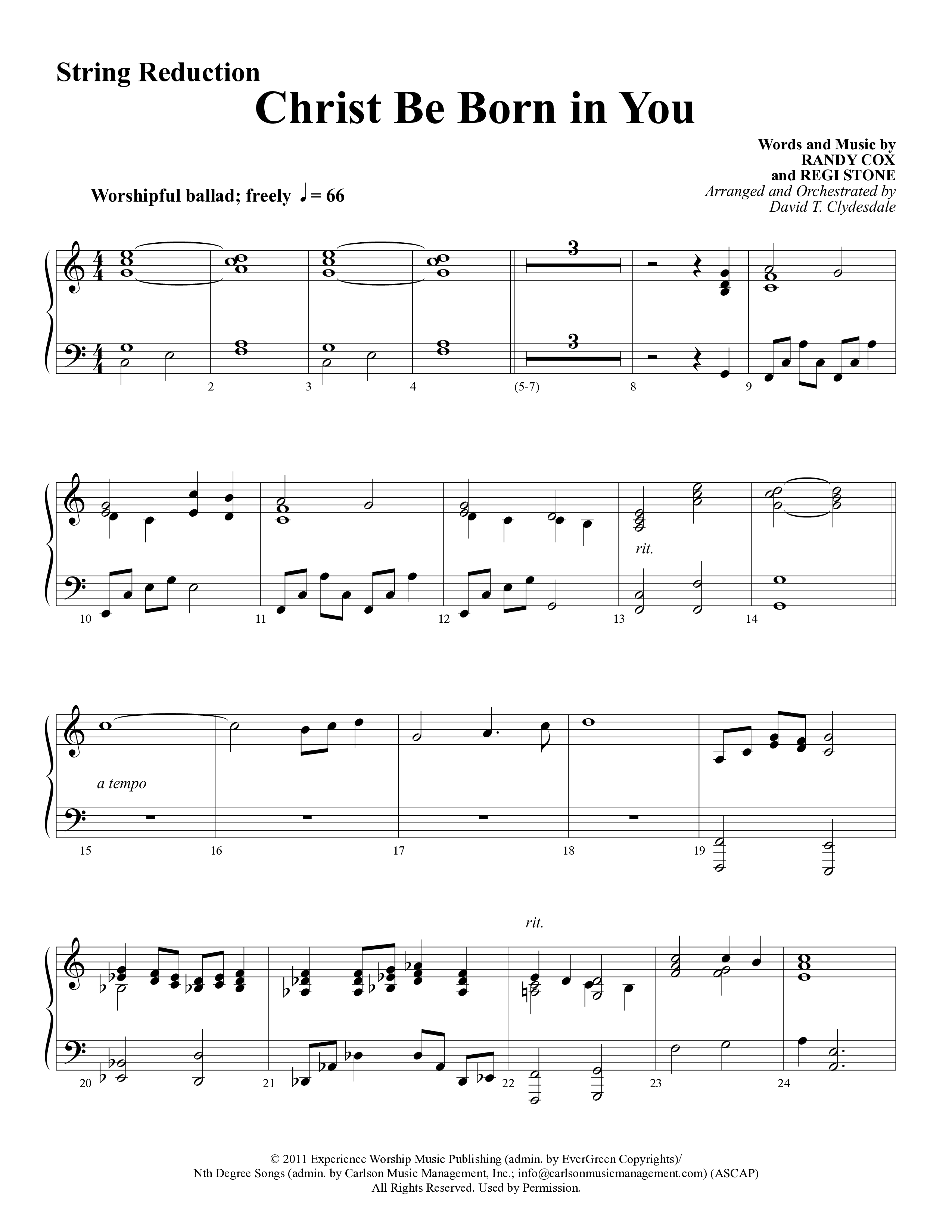 Christ Be Born In You (Choral Anthem SATB) String Reduction (Word Music Choral / Arr. David Clydesdale)