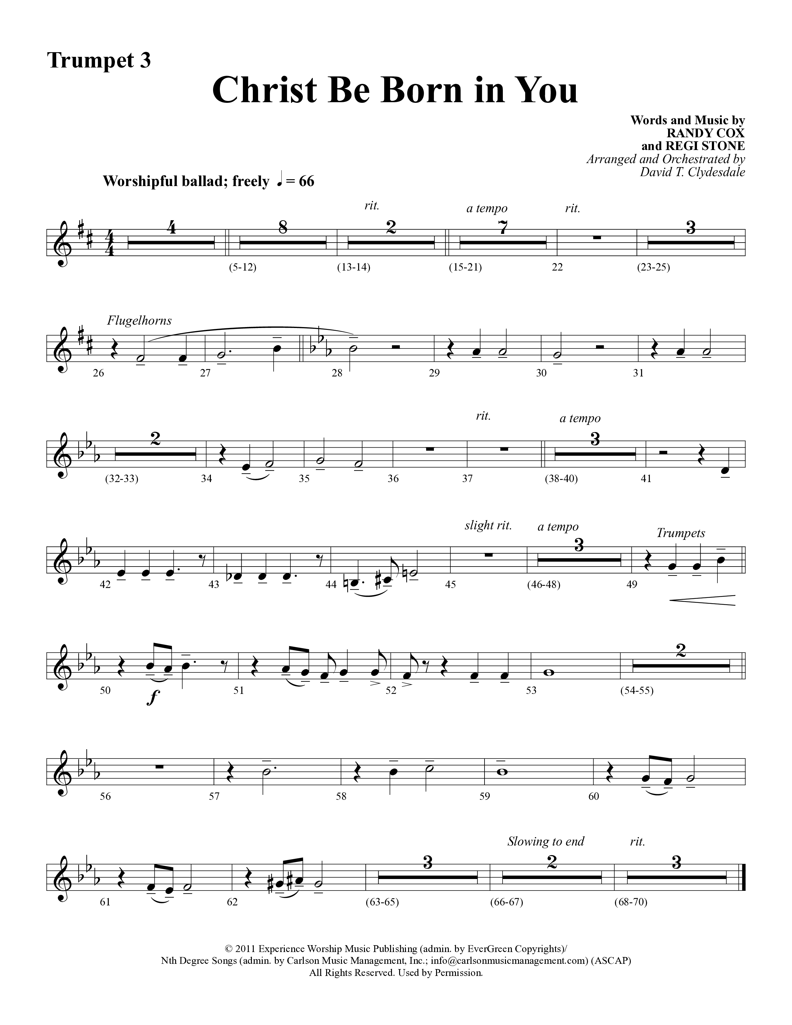 Christ Be Born In You (Choral Anthem SATB) Trumpet 3 (Word Music Choral / Arr. David Clydesdale)