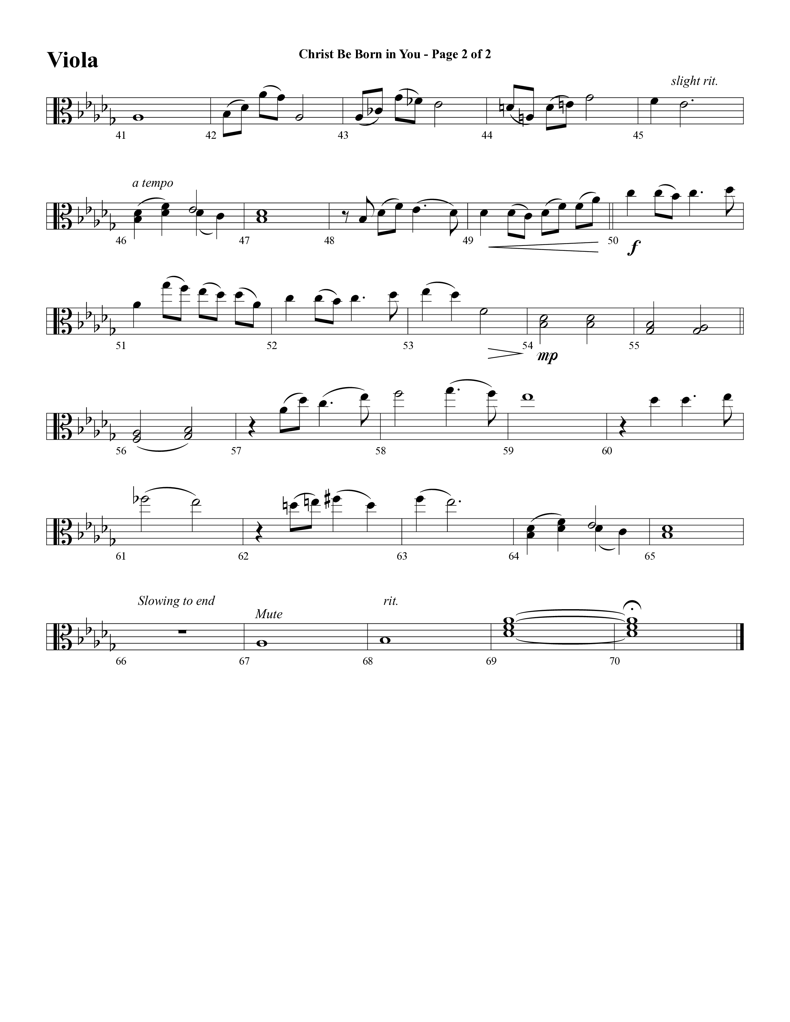 Christ Be Born In You (Choral Anthem SATB) Viola (Word Music Choral / Arr. David Clydesdale)