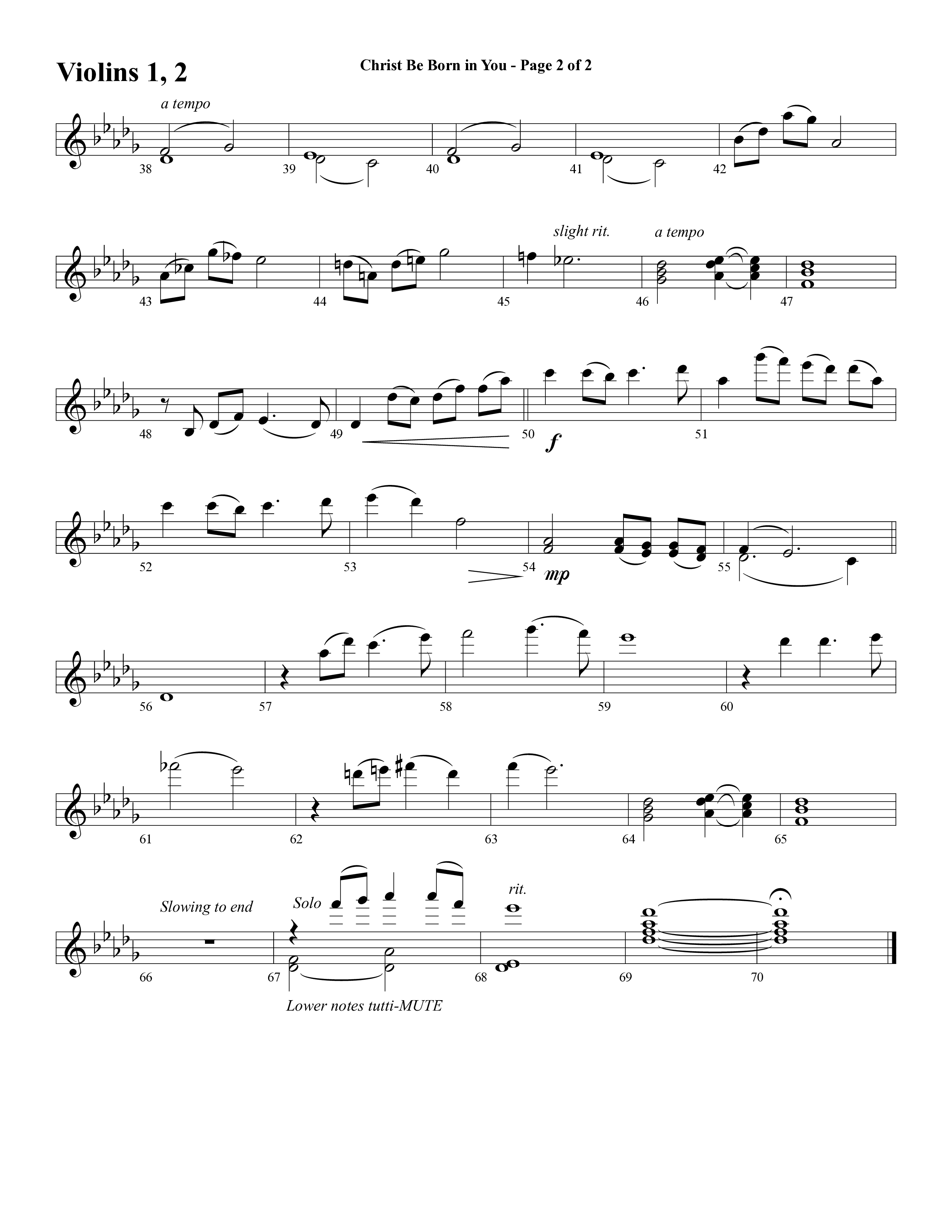 Christ Be Born In You (Choral Anthem SATB) Violin 1/2 (Word Music Choral / Arr. David Clydesdale)