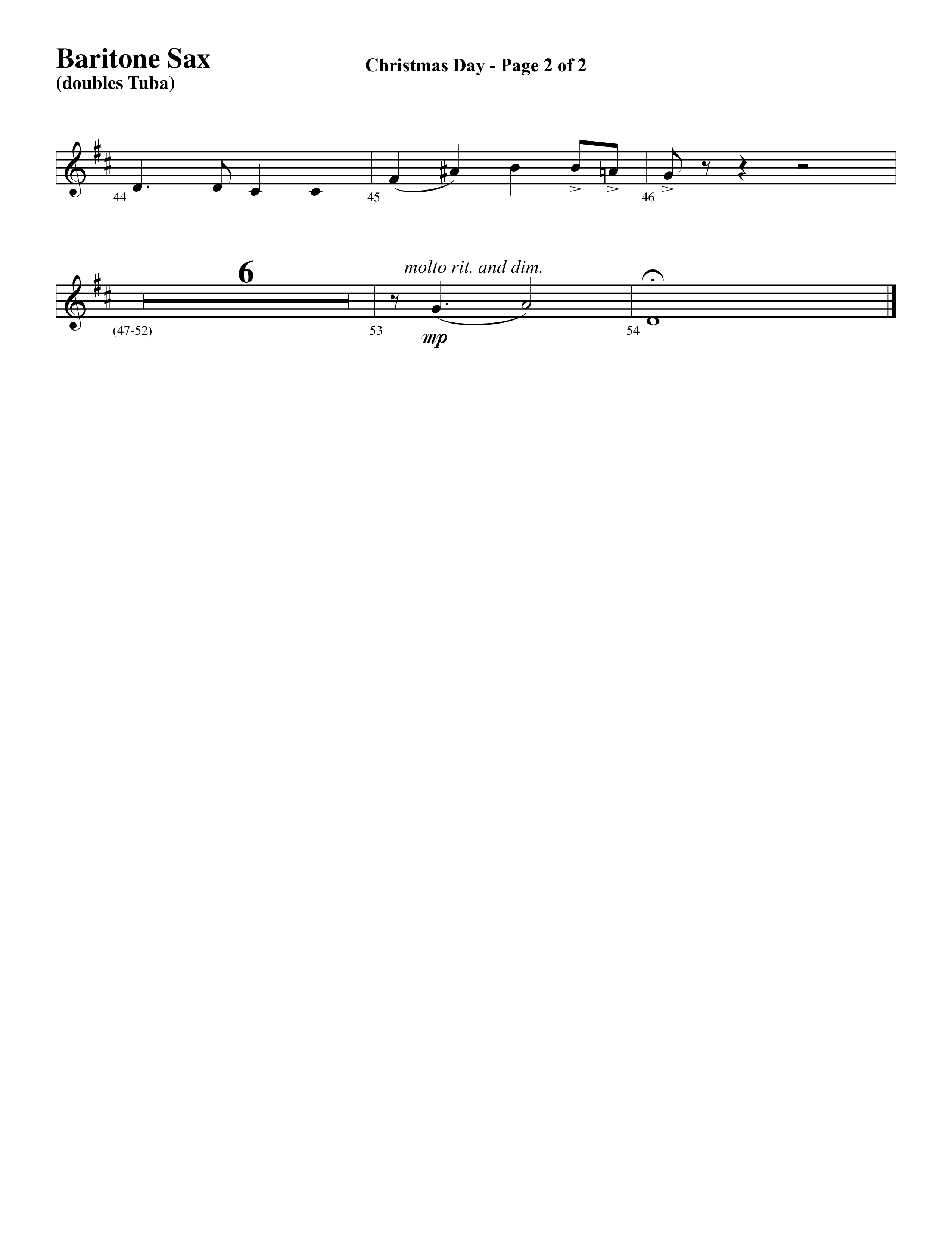 Christmas Day (Choral Anthem SATB) Bari Sax (Word Music Choral / Arr. David Clydesdale)