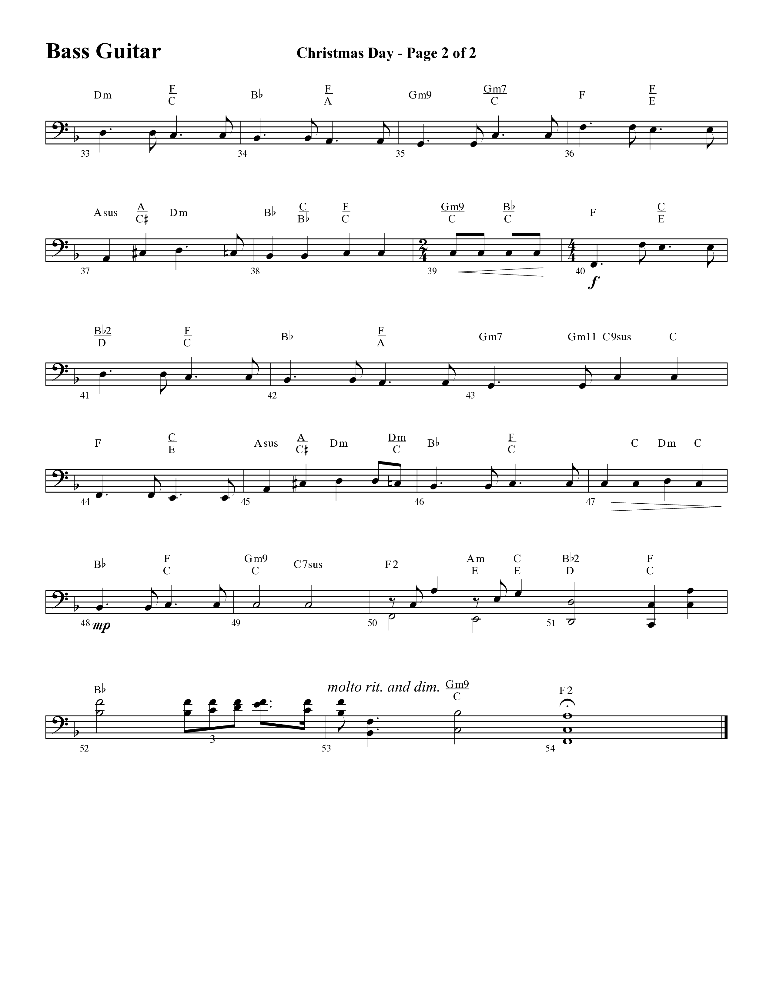 Christmas Day (Choral Anthem SATB) Bass Guitar (Word Music Choral / Arr. David Clydesdale)