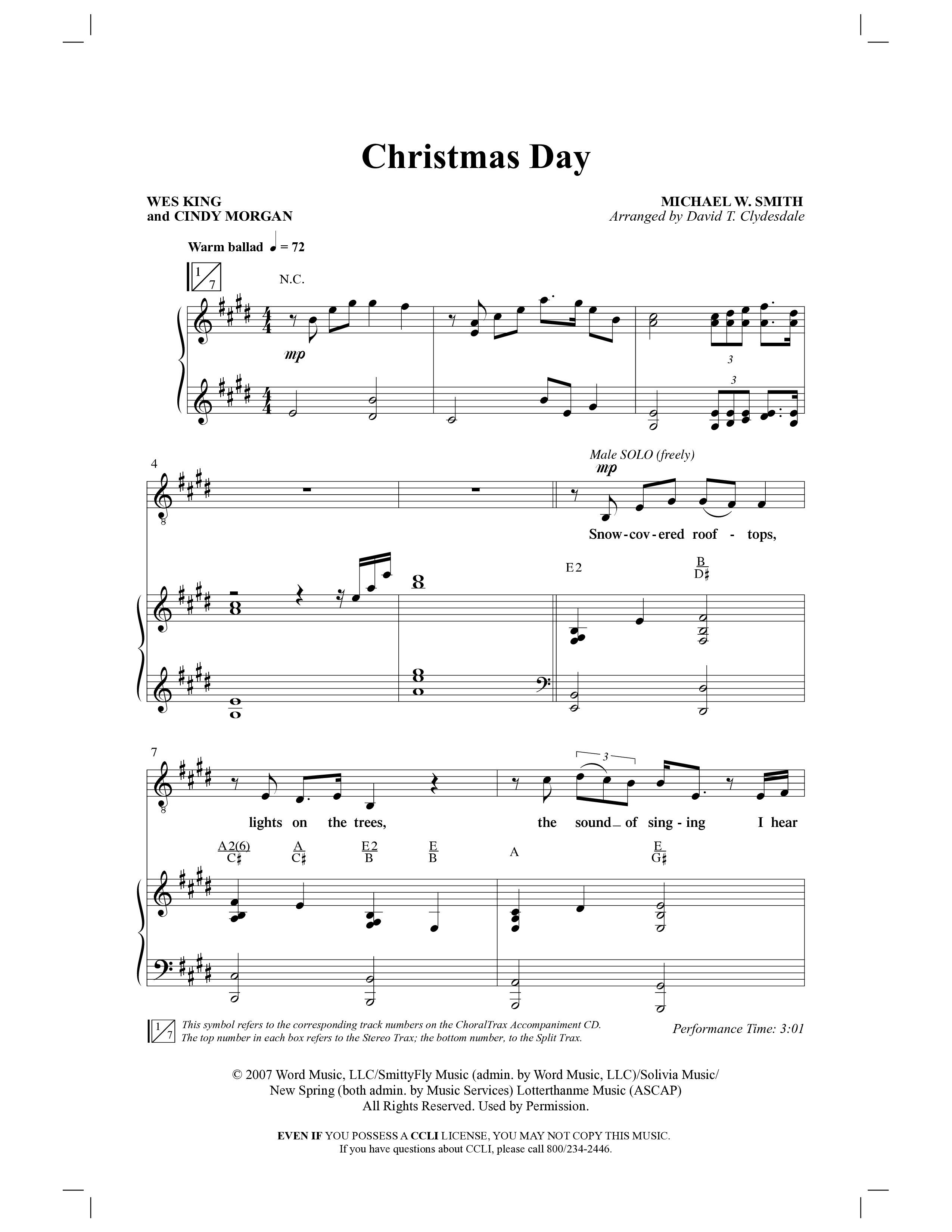 Christmas Day (Choral Anthem SATB) Anthem (SATB/Piano) (Word Music Choral / Arr. David Clydesdale)