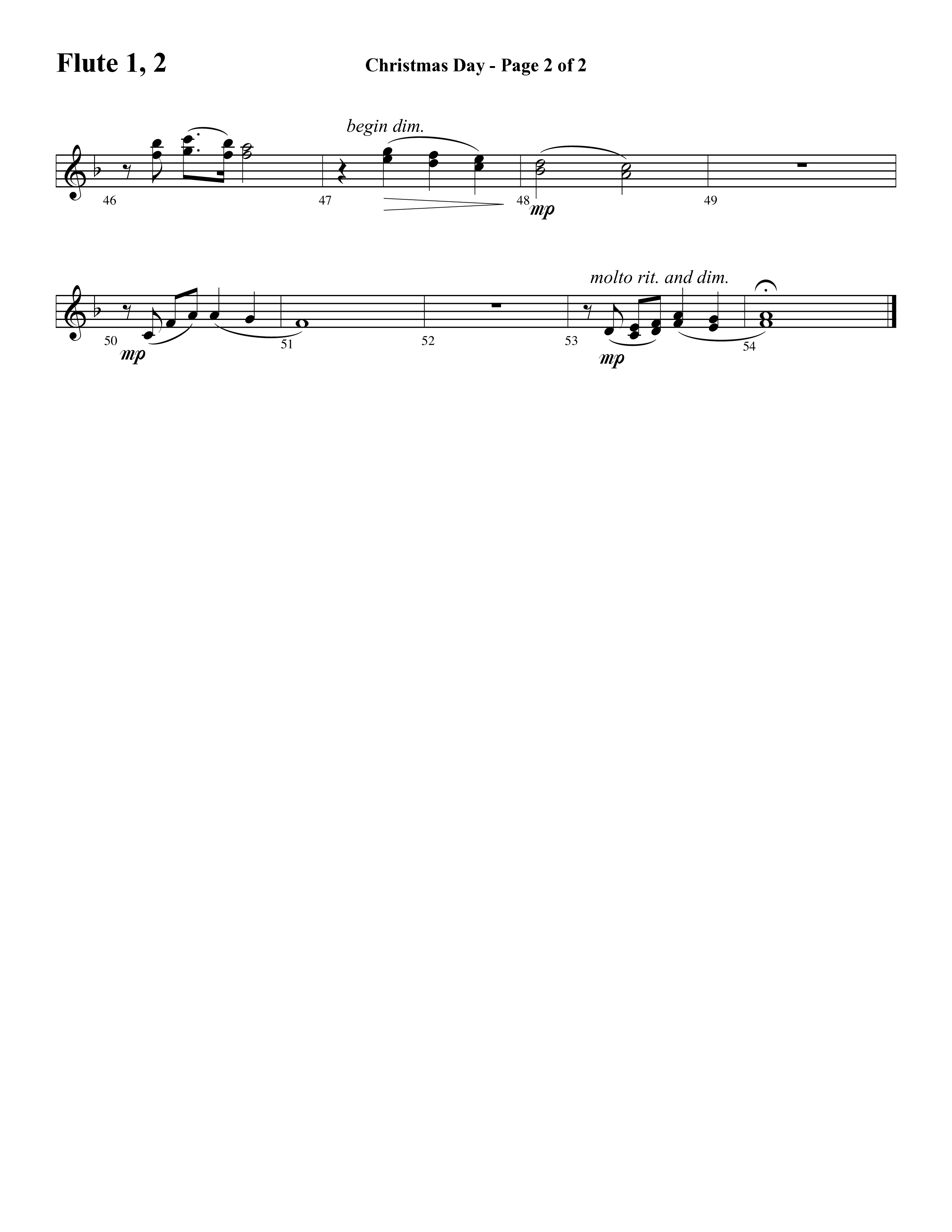 Christmas Day (Choral Anthem SATB) Flute 1/2 (Word Music Choral / Arr. David Clydesdale)