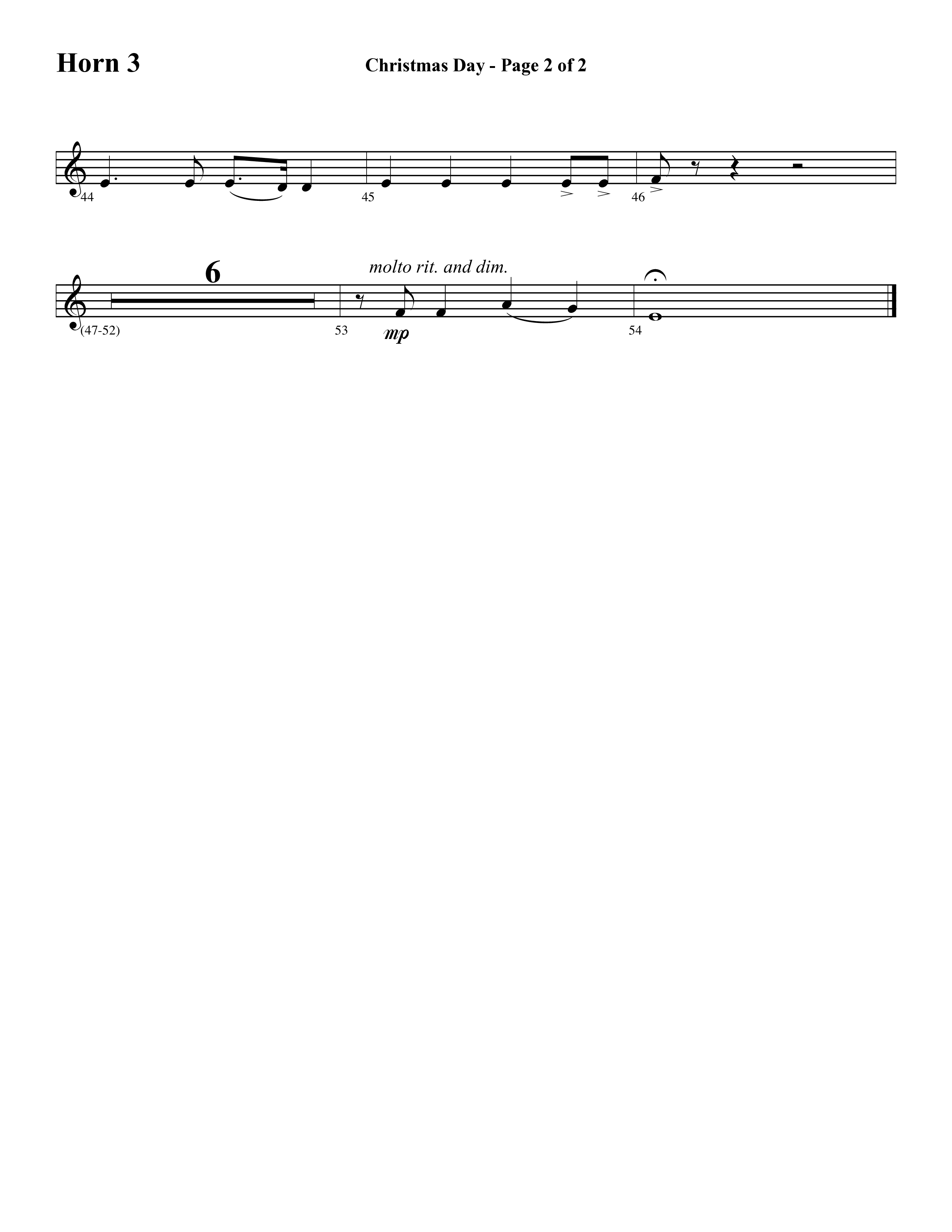 Christmas Day (Choral Anthem SATB) French Horn 3 (Word Music Choral / Arr. David Clydesdale)