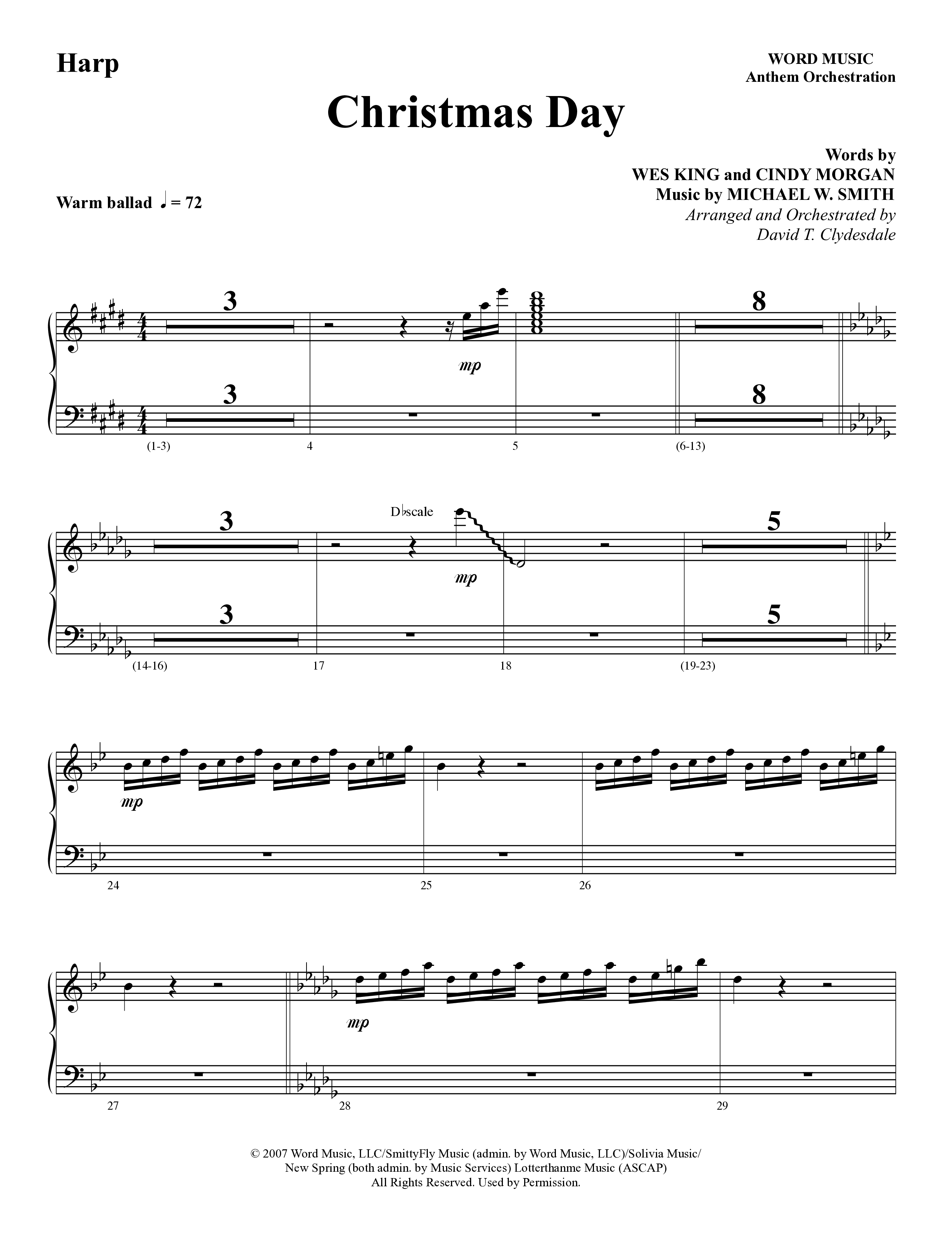 Christmas Day (Choral Anthem SATB) Harp (Word Music Choral / Arr. David Clydesdale)