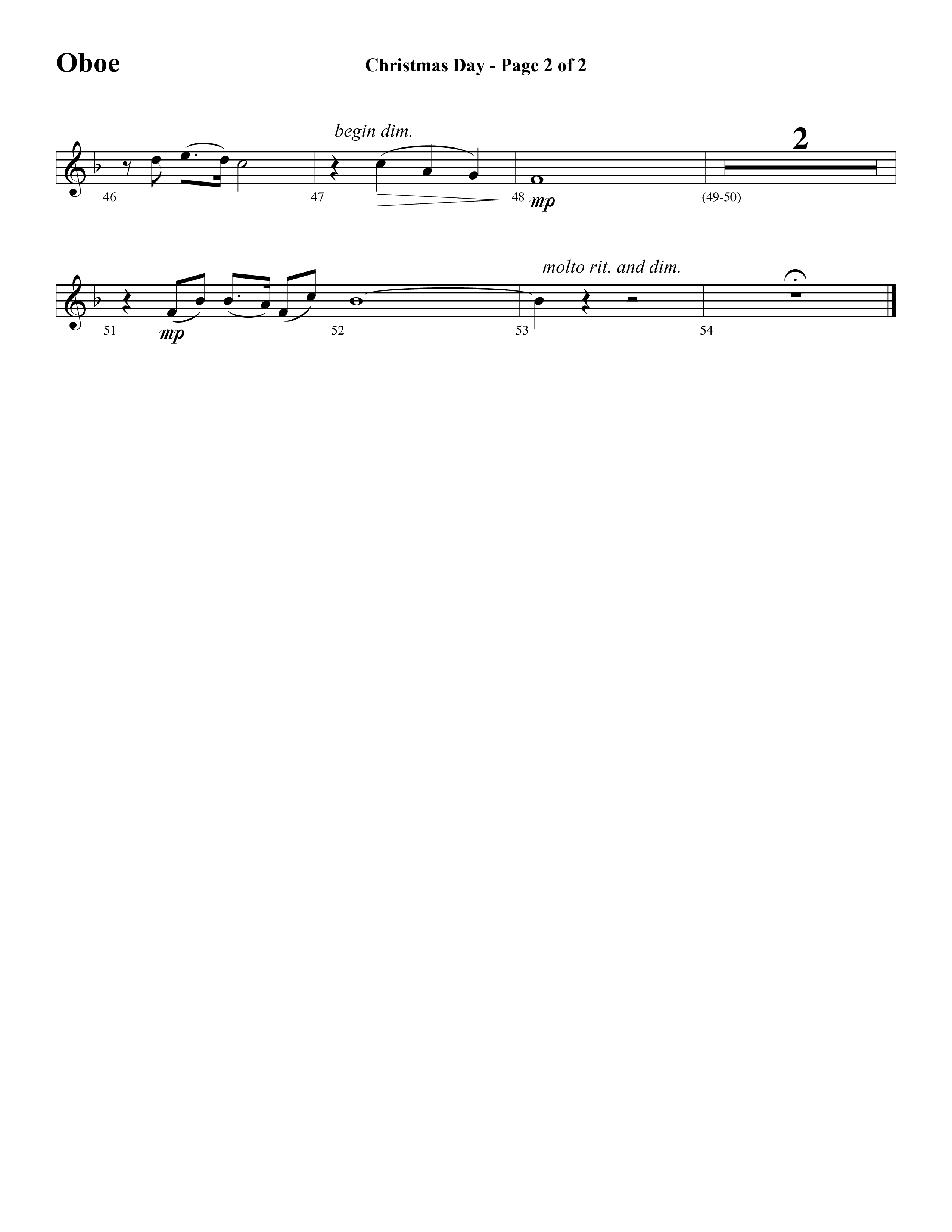 Christmas Day (Choral Anthem SATB) Oboe (Word Music Choral / Arr. David Clydesdale)