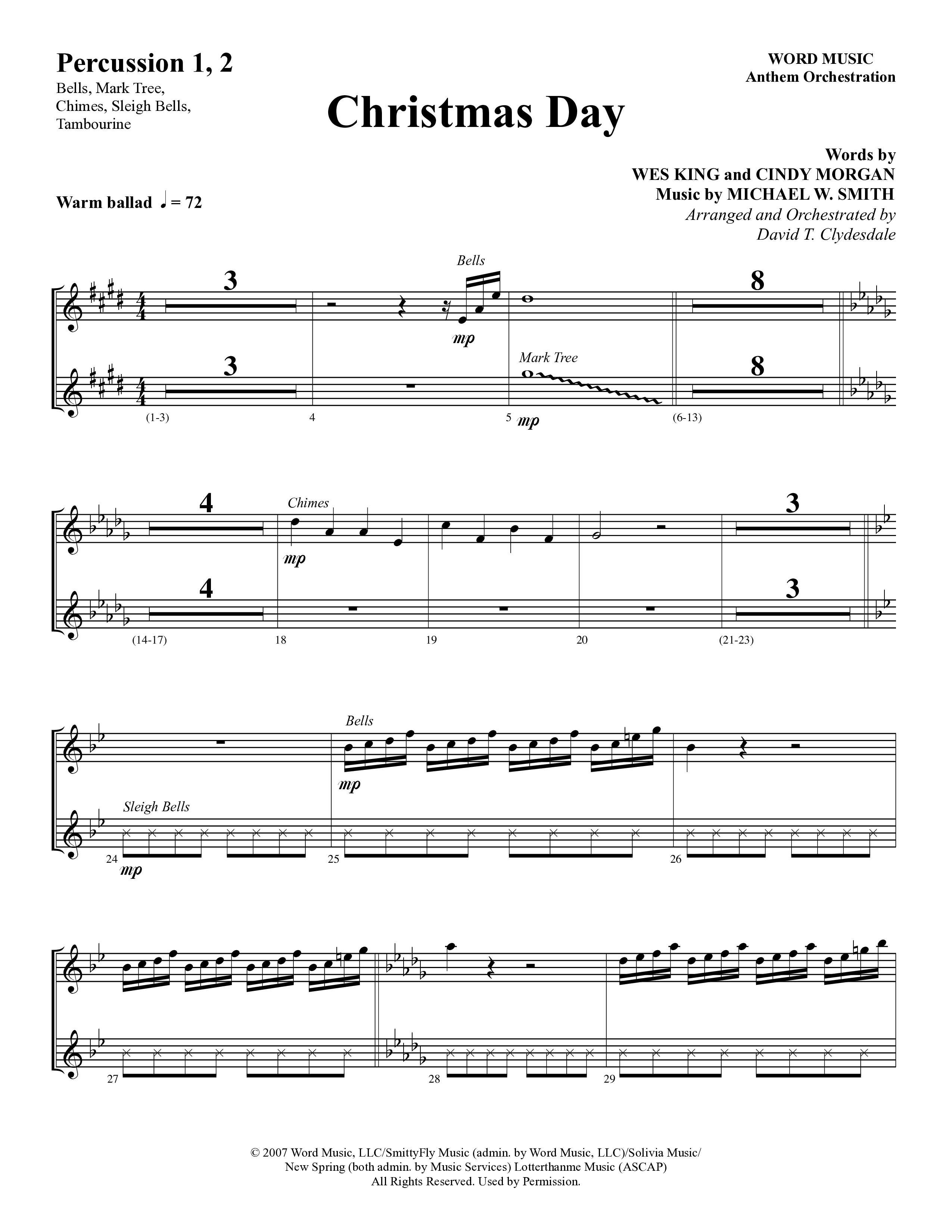 Christmas Day (Choral Anthem SATB) Percussion (Word Music Choral / Arr. David Clydesdale)