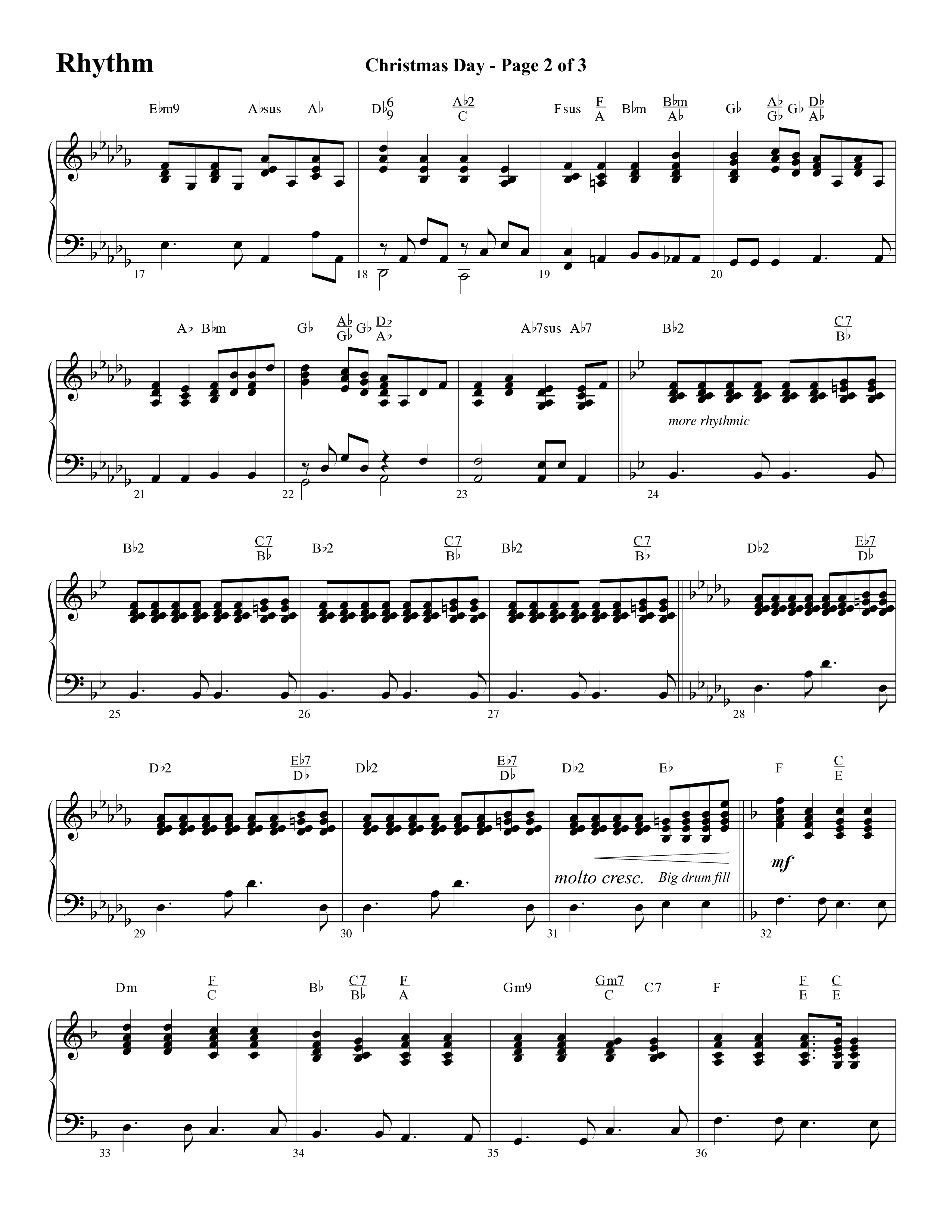 Christmas Day (Choral Anthem SATB) Rhythm Chart (Word Music Choral / Arr. David Clydesdale)
