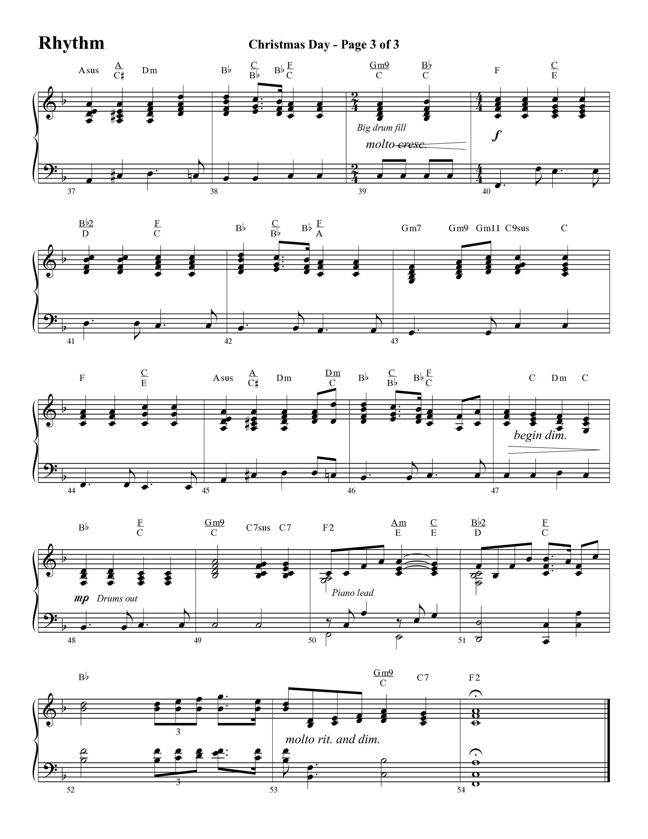 Christmas Day (Choral Anthem SATB) Rhythm Chart (Word Music Choral / Arr. David Clydesdale)