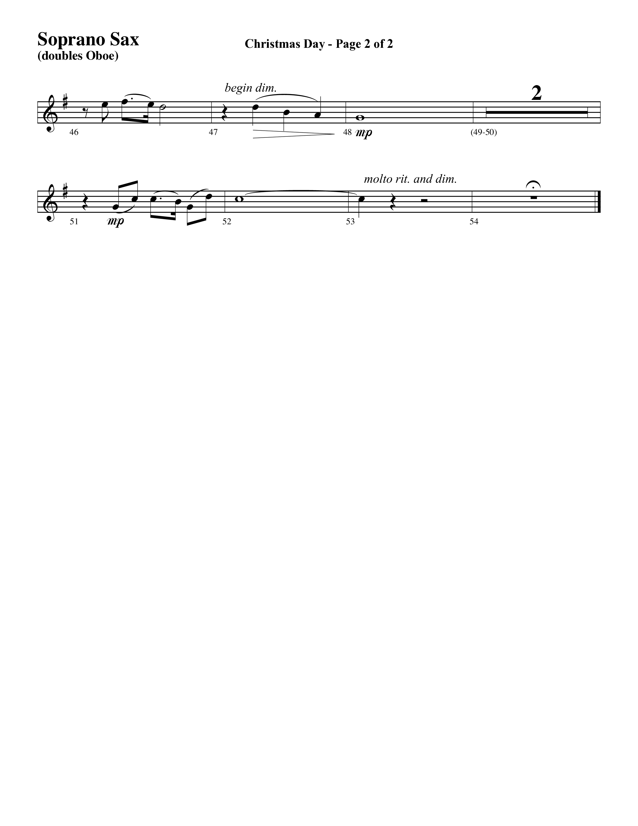 Christmas Day (Choral Anthem SATB) Soprano Sax (Word Music Choral / Arr. David Clydesdale)