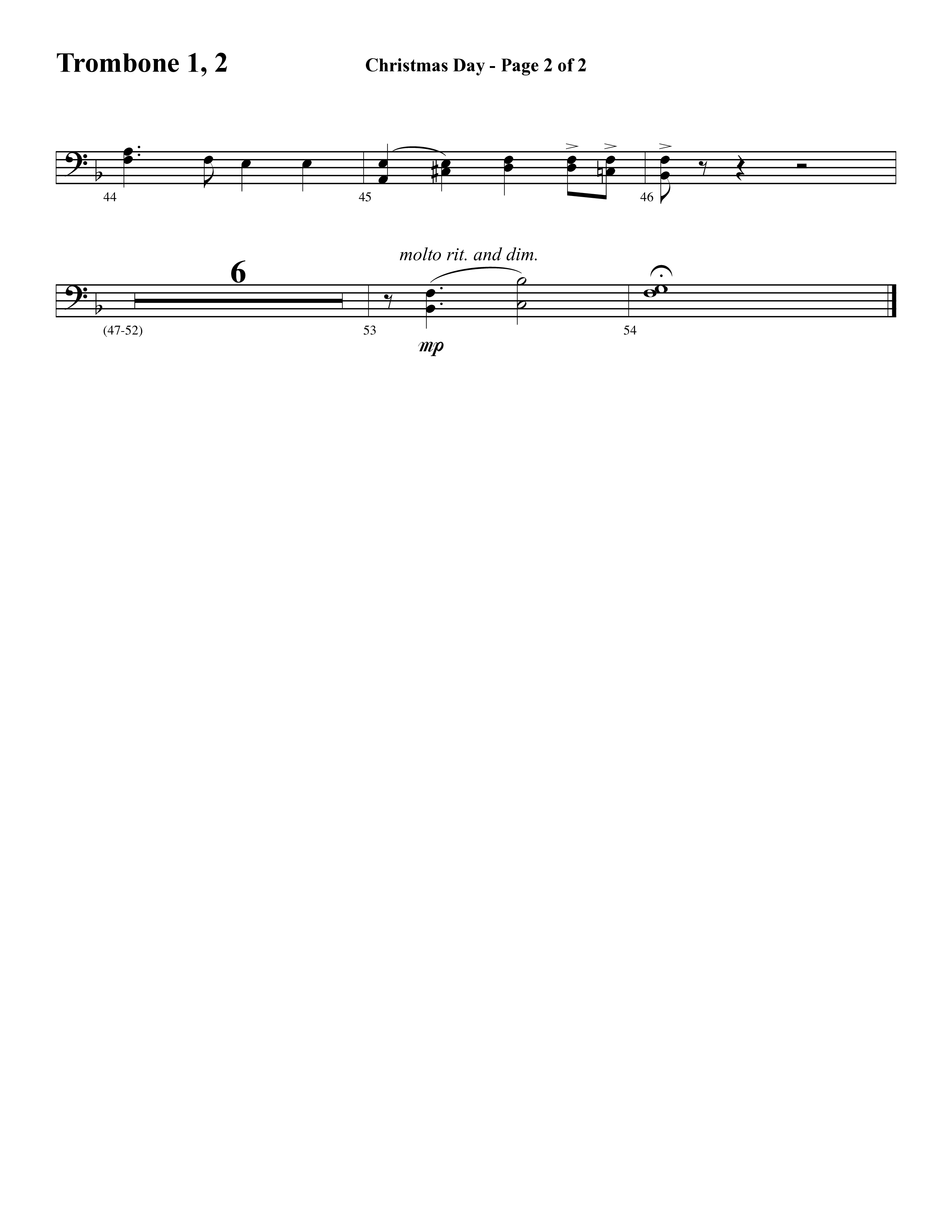 Christmas Day (Choral Anthem SATB) Trombone 1/2 (Word Music Choral / Arr. David Clydesdale)
