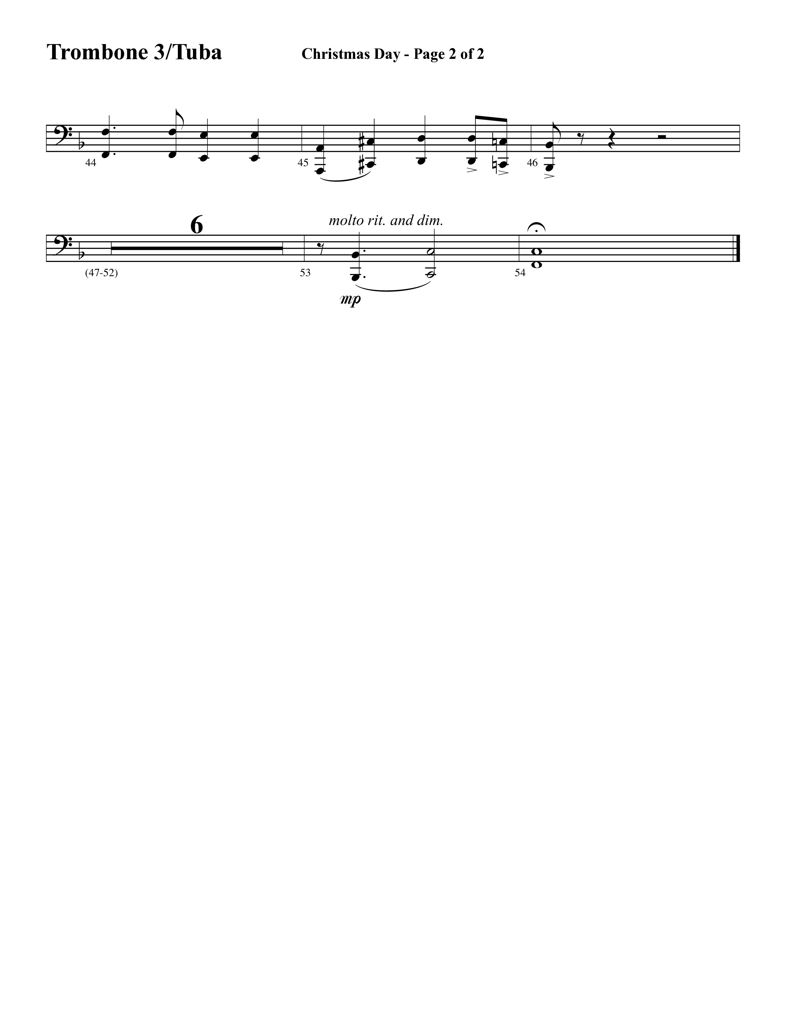 Christmas Day (Choral Anthem SATB) Trombone 3/Tuba (Word Music Choral / Arr. David Clydesdale)