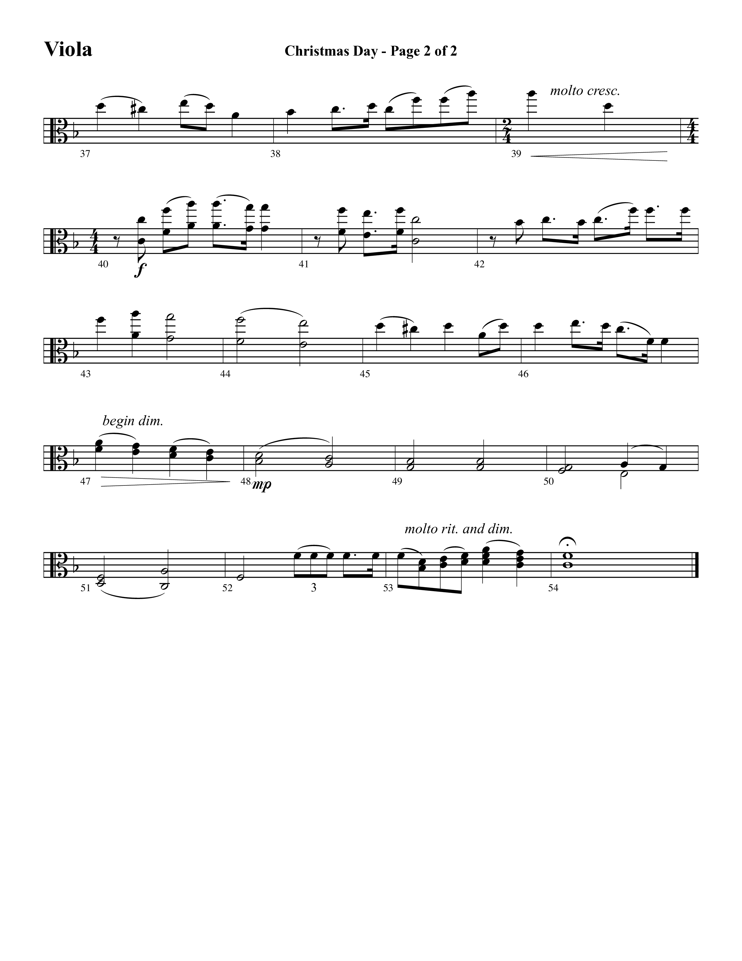 Christmas Day (Choral Anthem SATB) Viola (Word Music Choral / Arr. David Clydesdale)