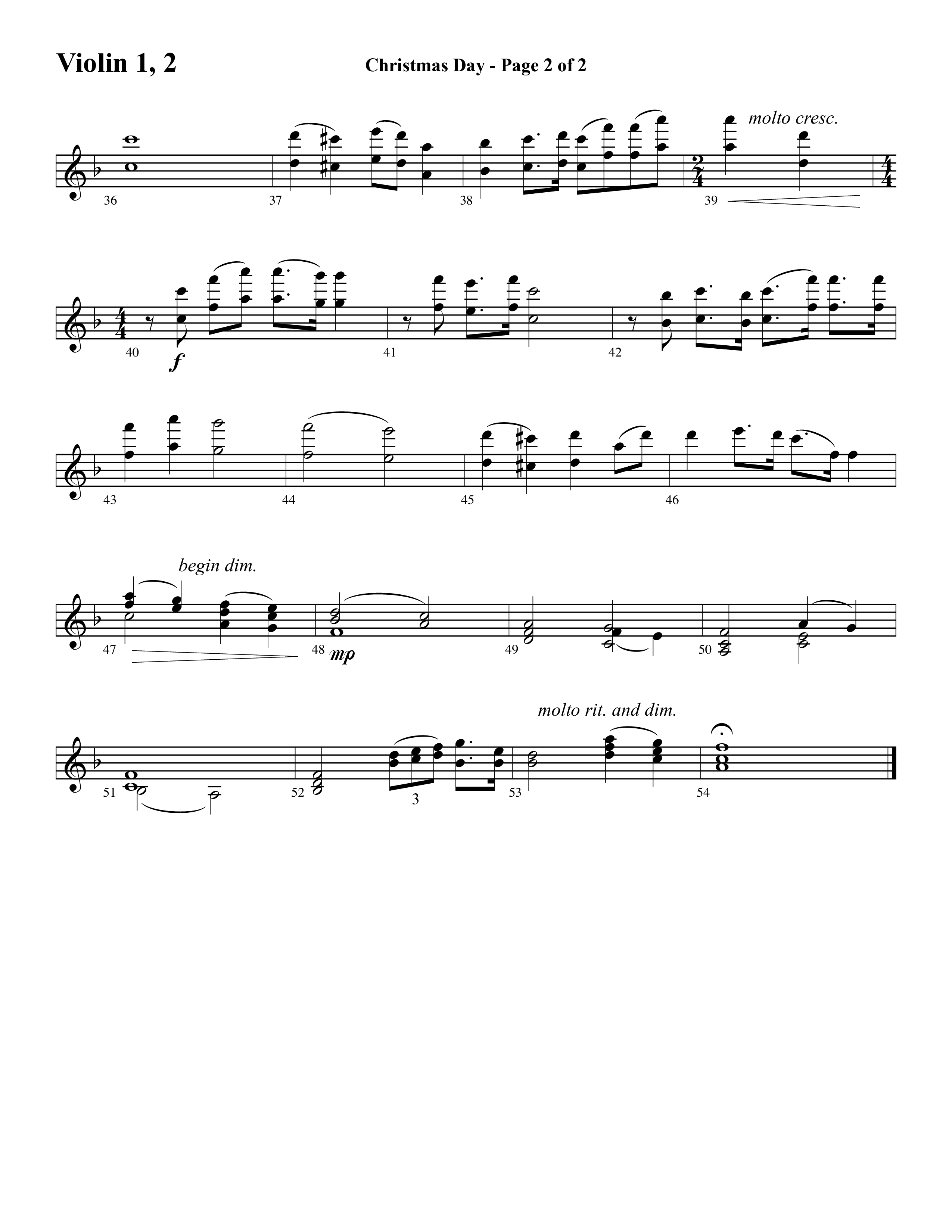 Christmas Day (Choral Anthem SATB) Violin 1/2 (Word Music Choral / Arr. David Clydesdale)