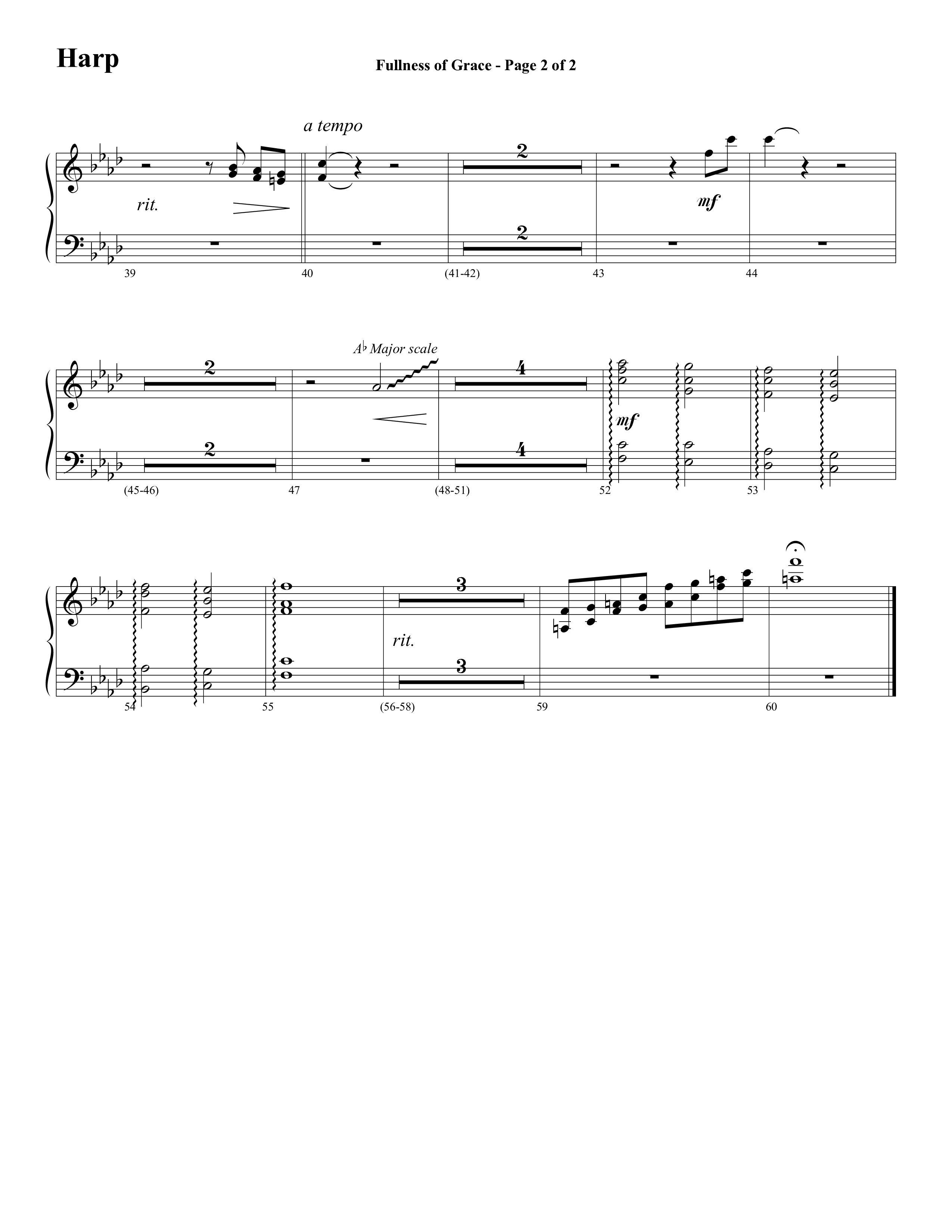 Fullness Of Grace (Choral Anthem SATB) Harp (Word Music Choral / Arr. Tom Fettke / Orch. Camp Kirkland)