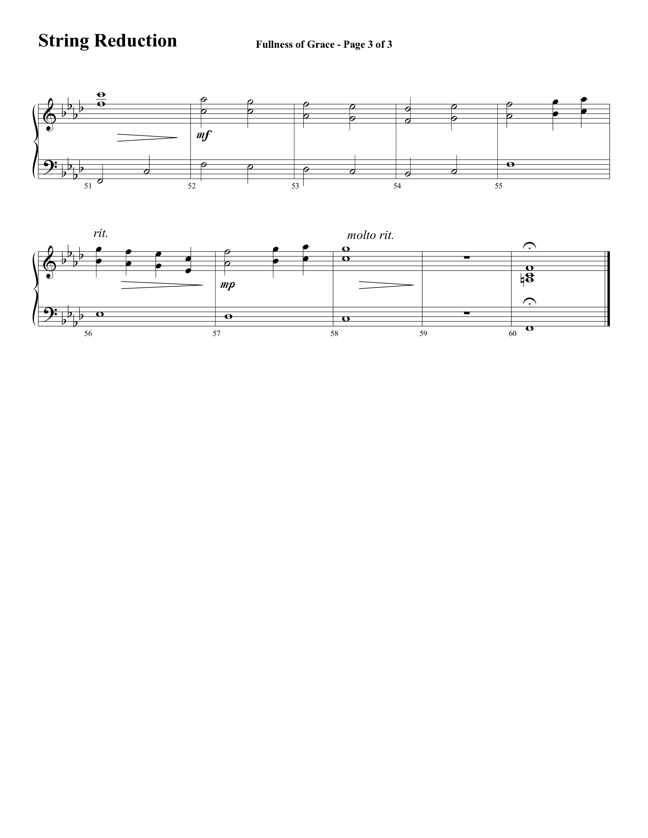 Fullness Of Grace (Choral Anthem SATB) String Reduction (Word Music Choral / Arr. Tom Fettke / Orch. Camp Kirkland)