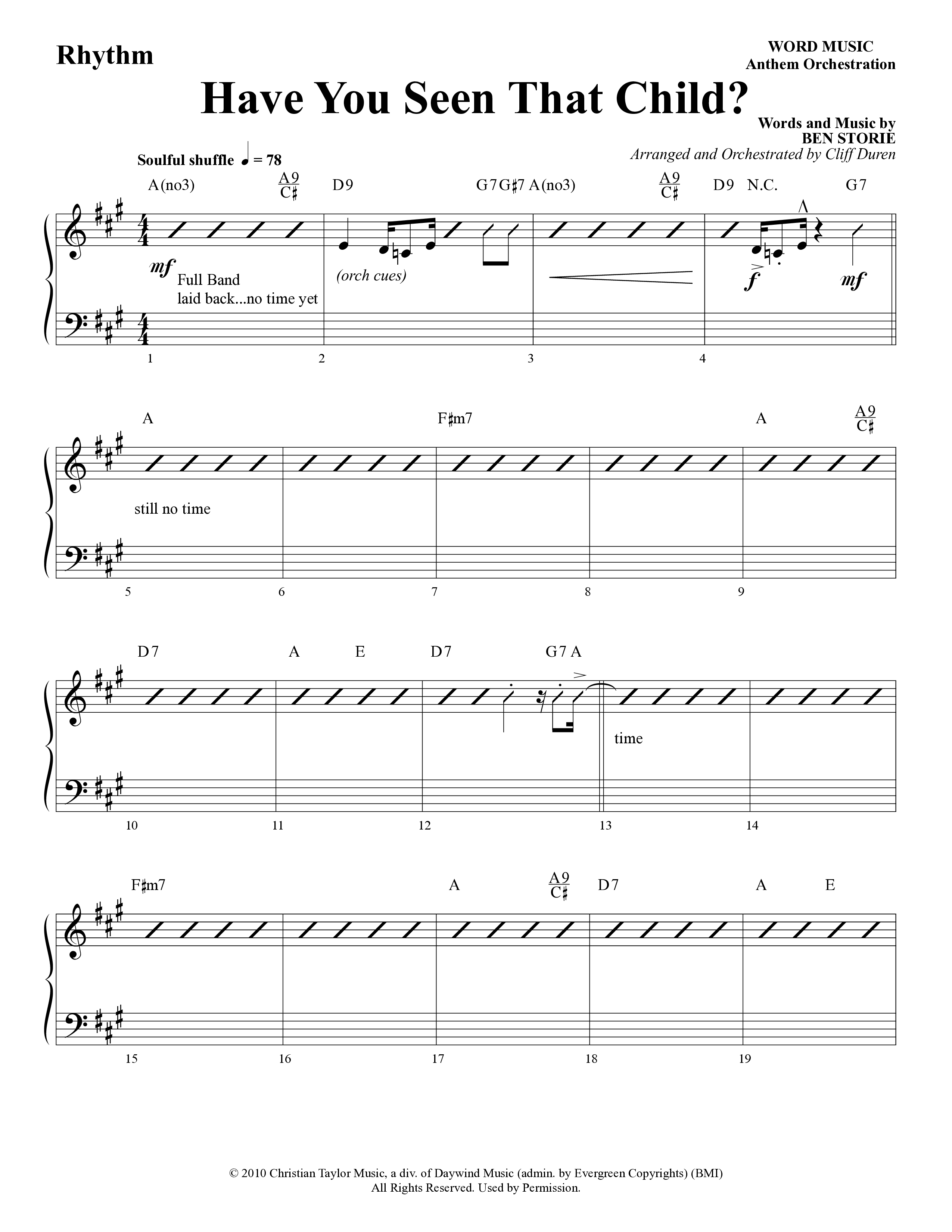 Have You Seen That Child (Choral Anthem SATB) Rhythm Chart (Word Music Choral / Arr. Cliff Duren)