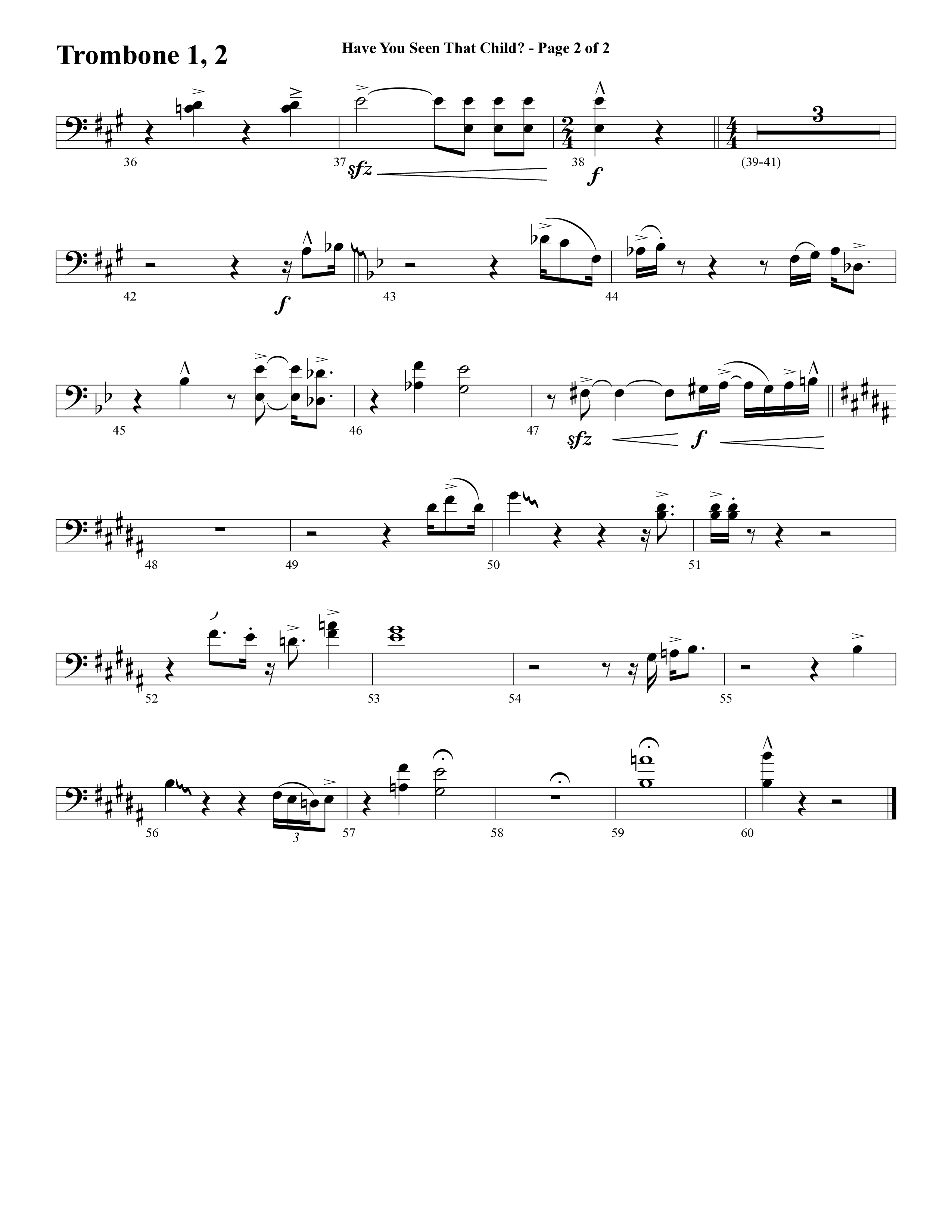 Have You Seen That Child (Choral Anthem SATB) Trombone 1/2 (Word Music Choral / Arr. Cliff Duren)