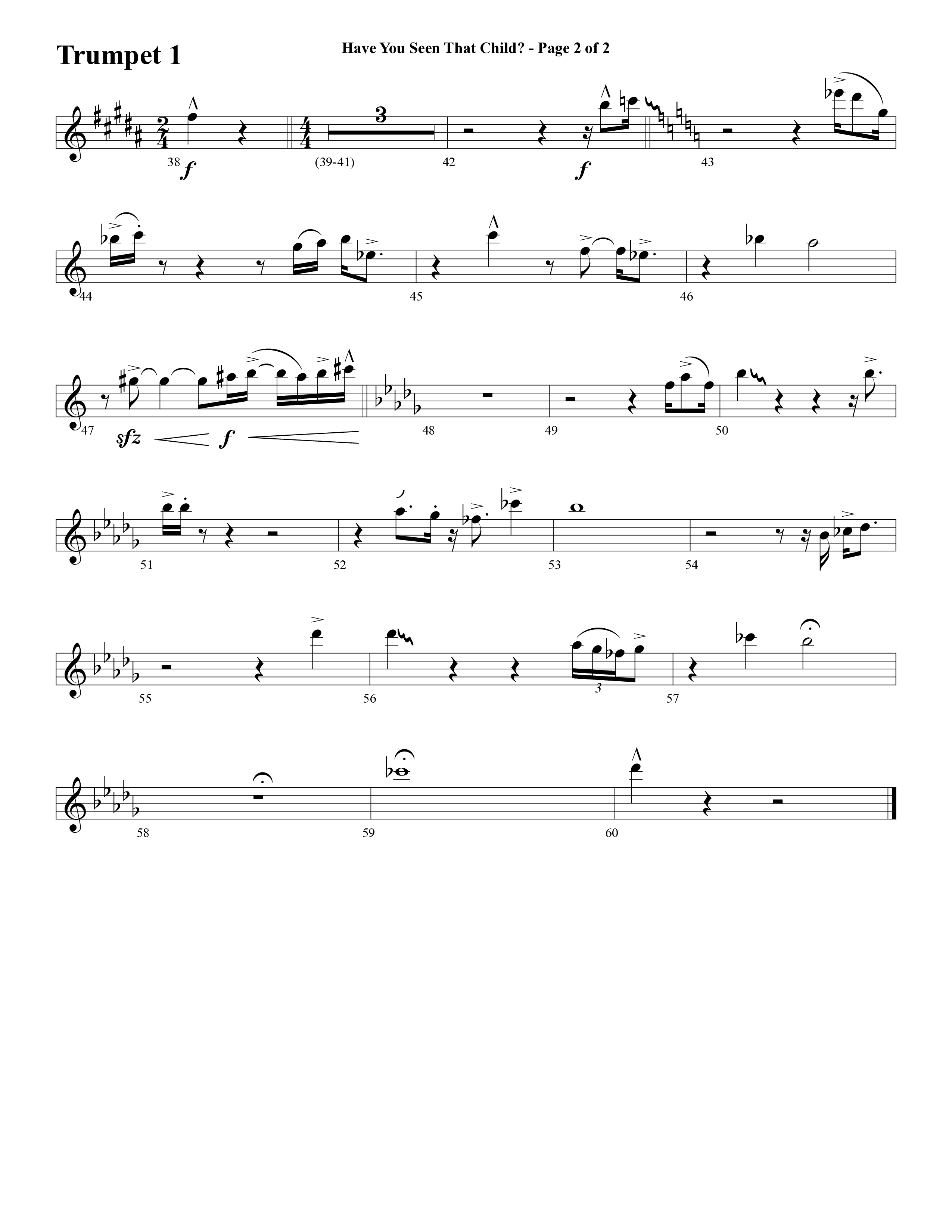 Have You Seen That Child (Choral Anthem SATB) Trumpet 1 (Word Music Choral / Arr. Cliff Duren)