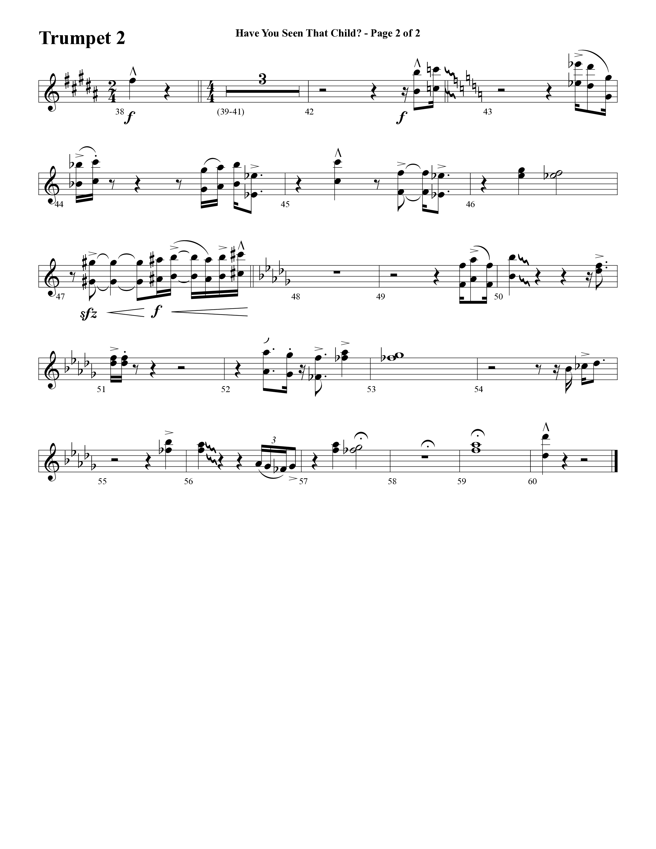 Have You Seen That Child (Choral Anthem SATB) Trumpet 2 (Word Music Choral / Arr. Cliff Duren)