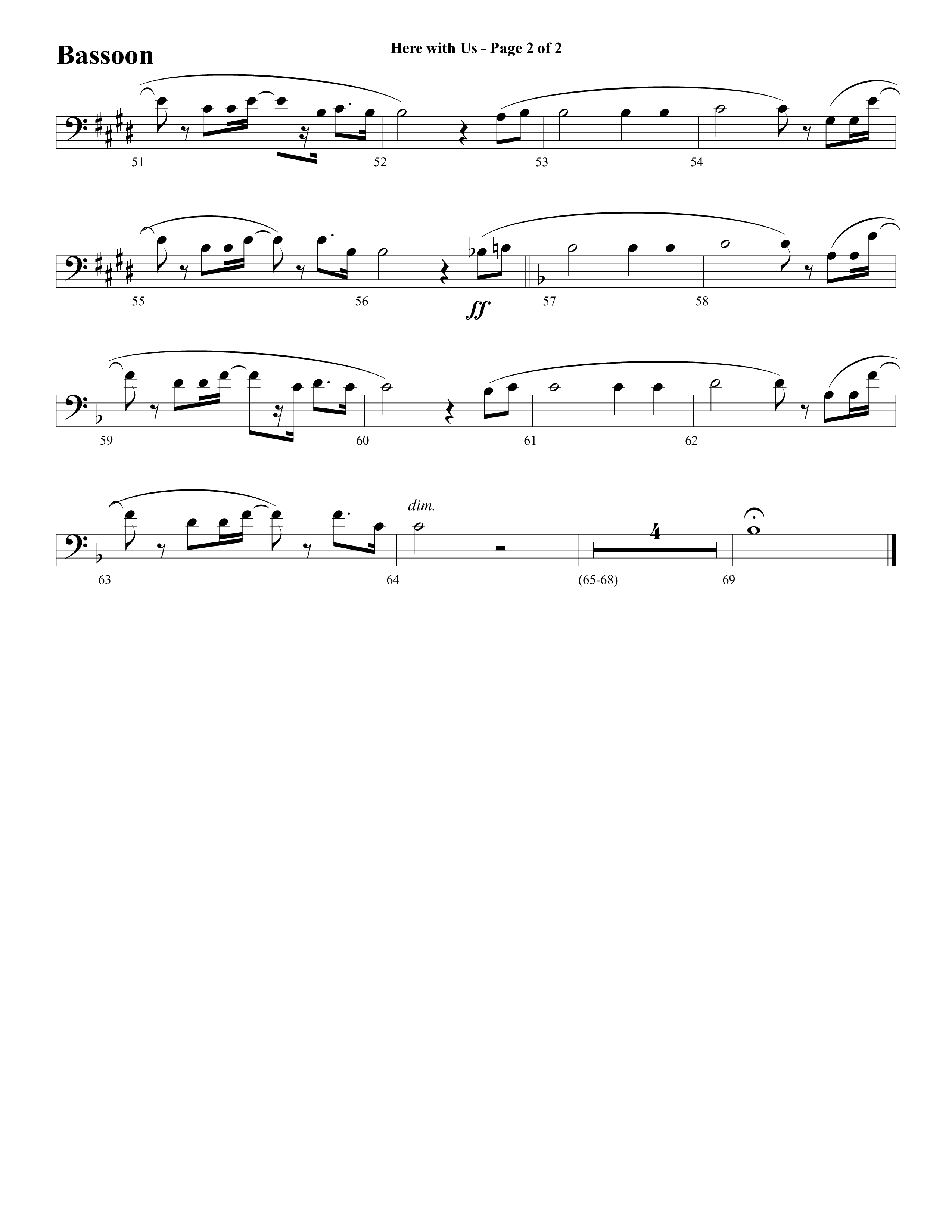 Here With Us (Choral Anthem SATB) Bassoon (Word Music Choral / Arr. David Clydesdale)