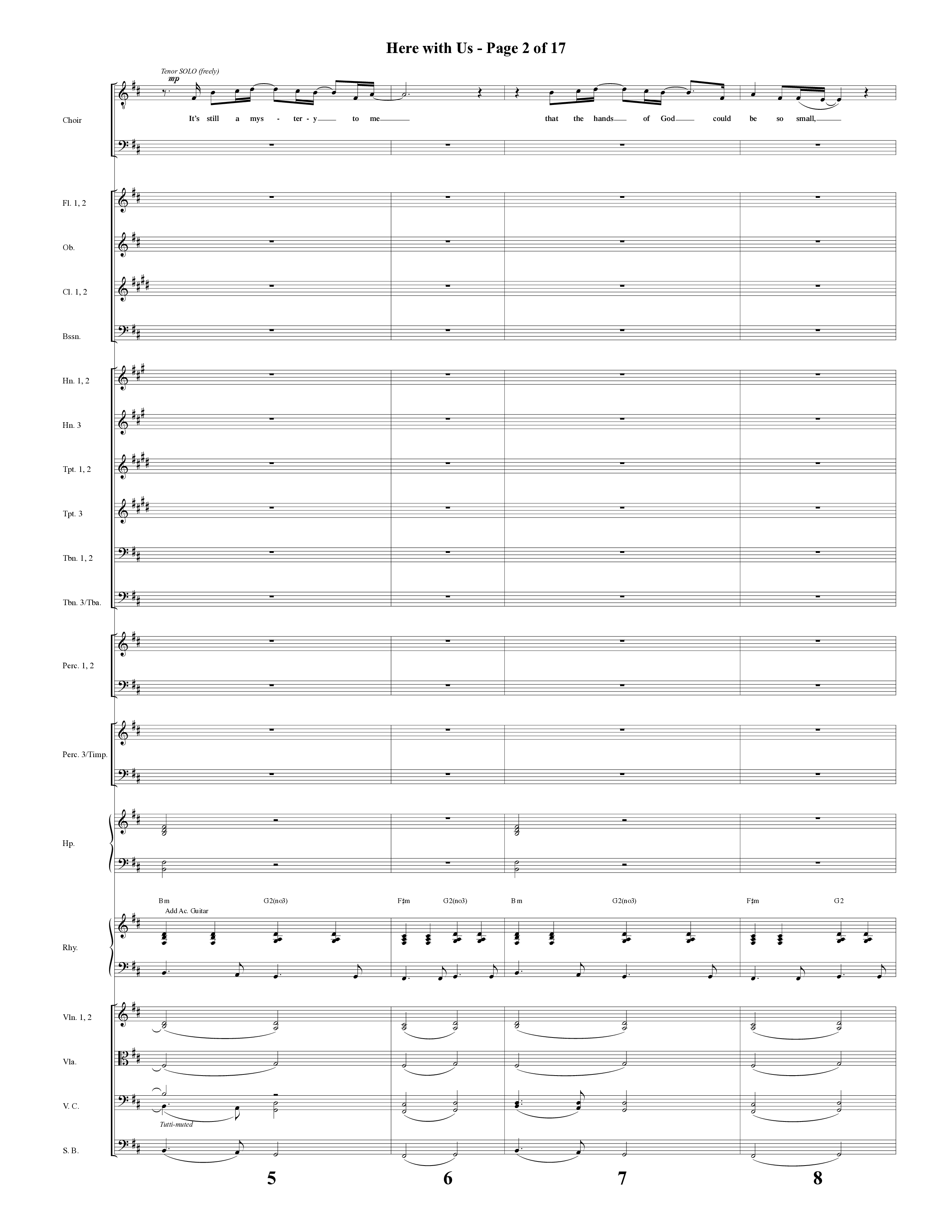 Here With Us (Choral Anthem SATB) Orchestration (Word Music Choral / Arr. David Clydesdale)