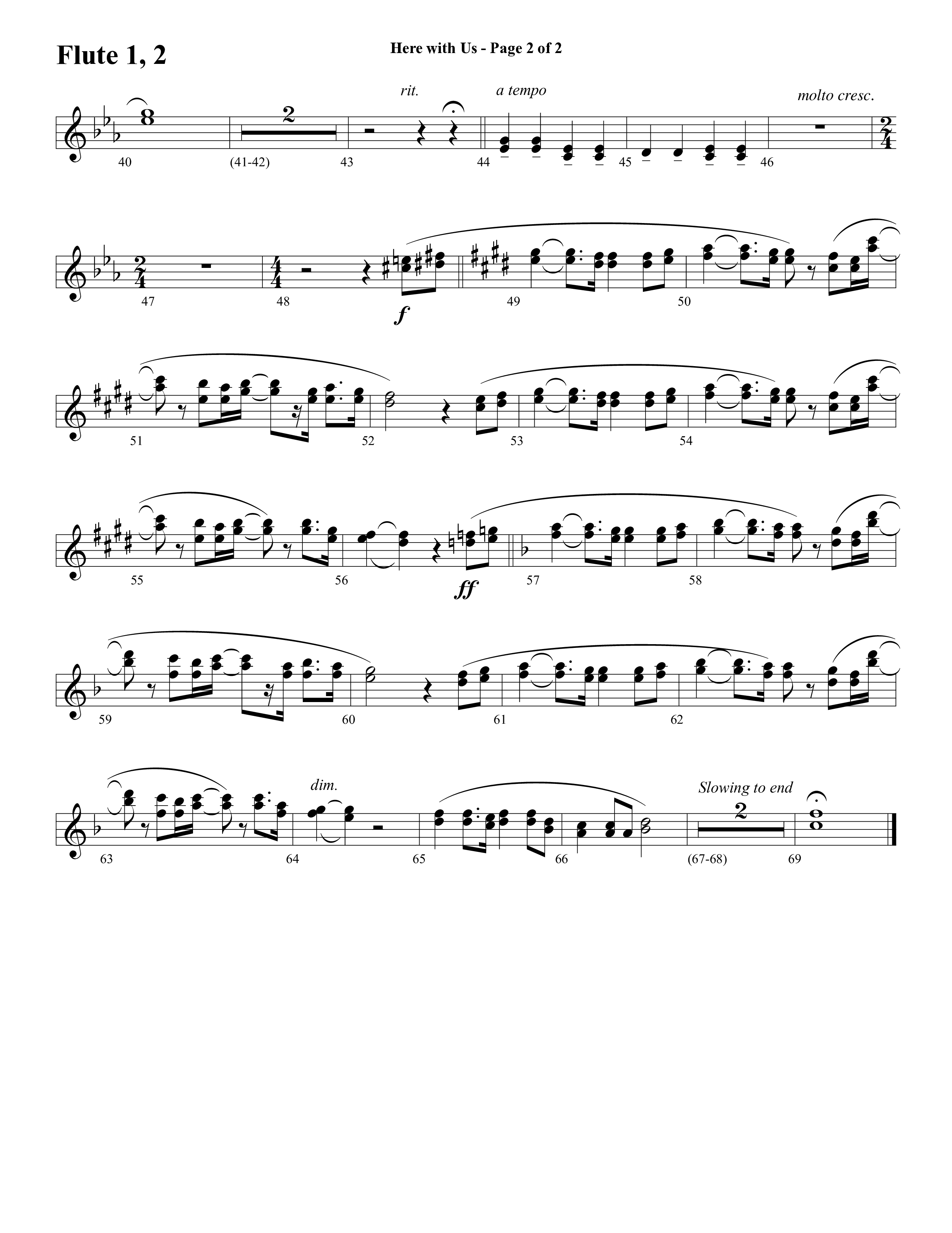 Here With Us (Choral Anthem SATB) Flute 1/2 (Word Music Choral / Arr. David Clydesdale)