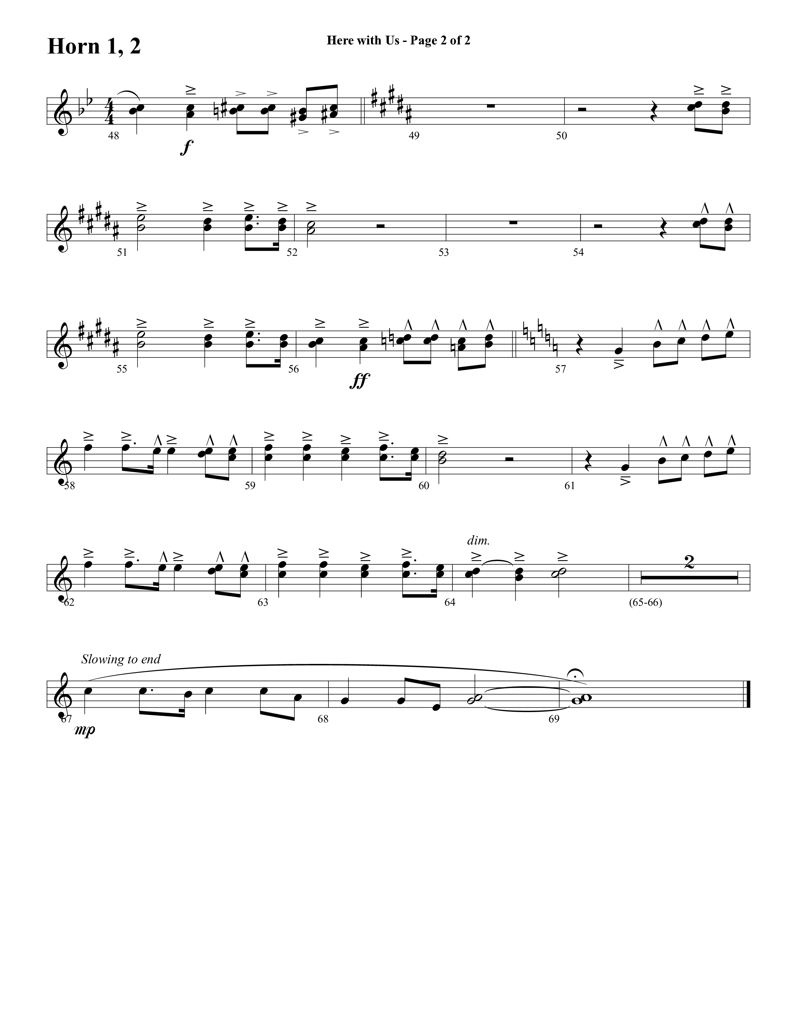 Here With Us (Choral Anthem SATB) French Horn 1/2 (Word Music Choral / Arr. David Clydesdale)