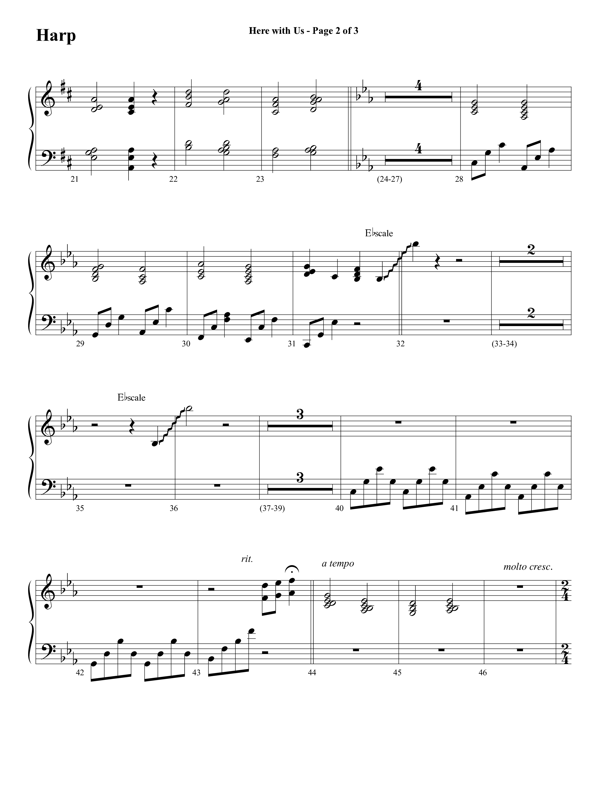 Here With Us (Choral Anthem SATB) Harp (Word Music Choral / Arr. David Clydesdale)