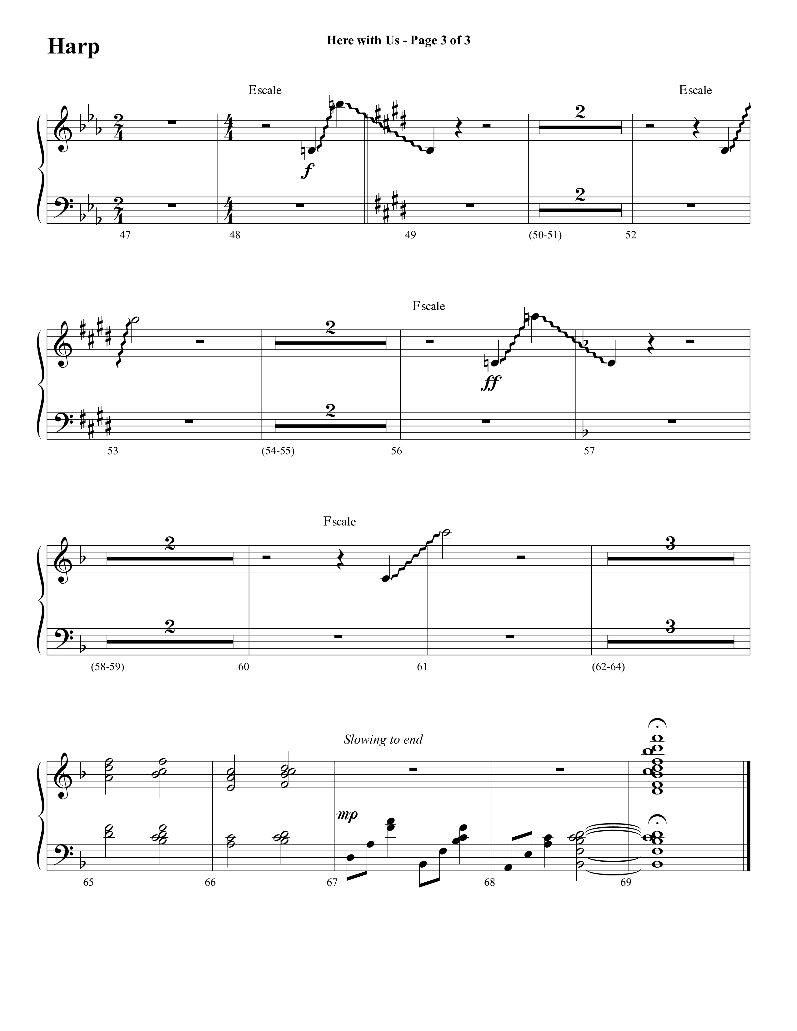 Here With Us (Choral Anthem SATB) Harp (Word Music Choral / Arr. David Clydesdale)