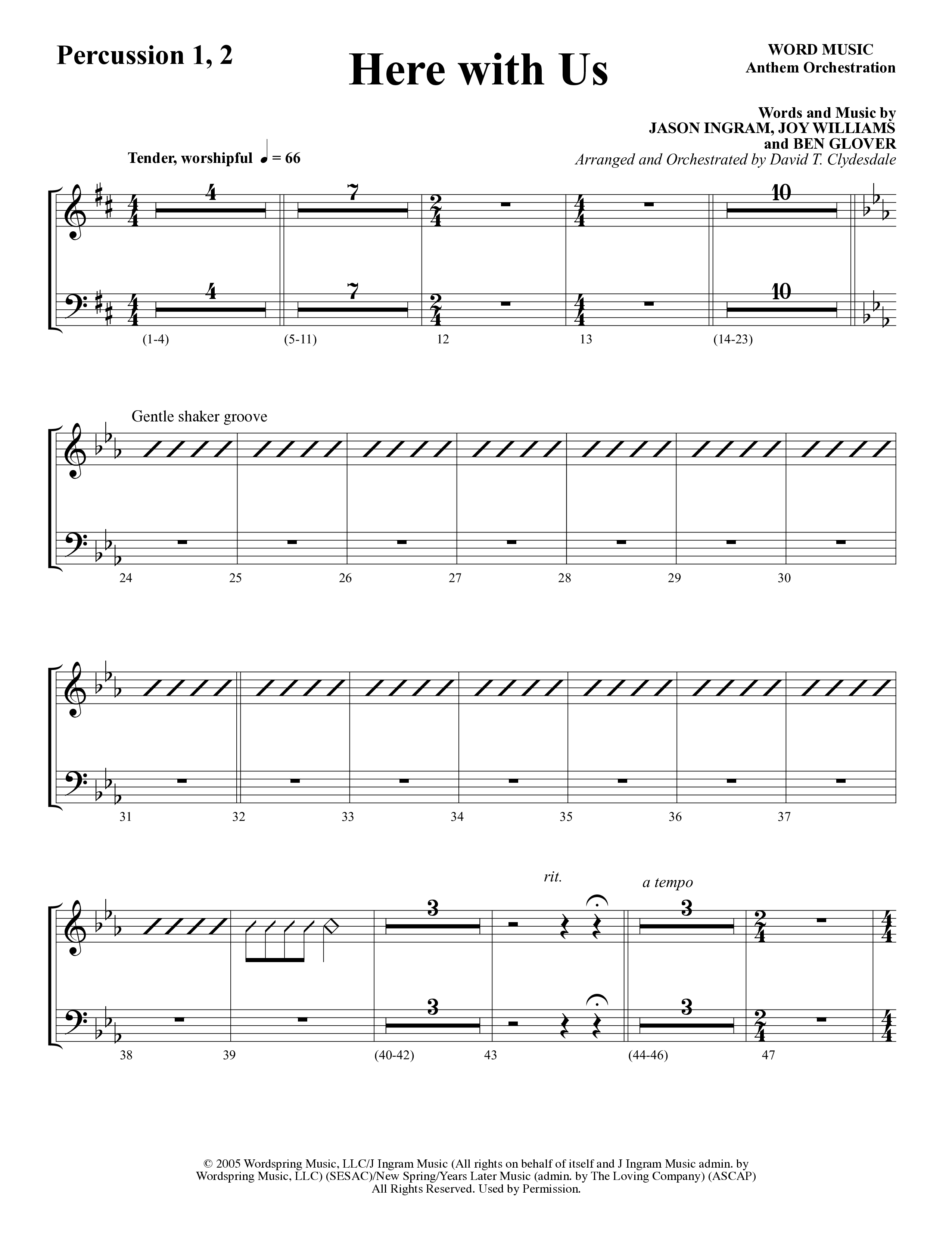 Here With Us (Choral Anthem SATB) Percussion (Word Music Choral / Arr. David Clydesdale)