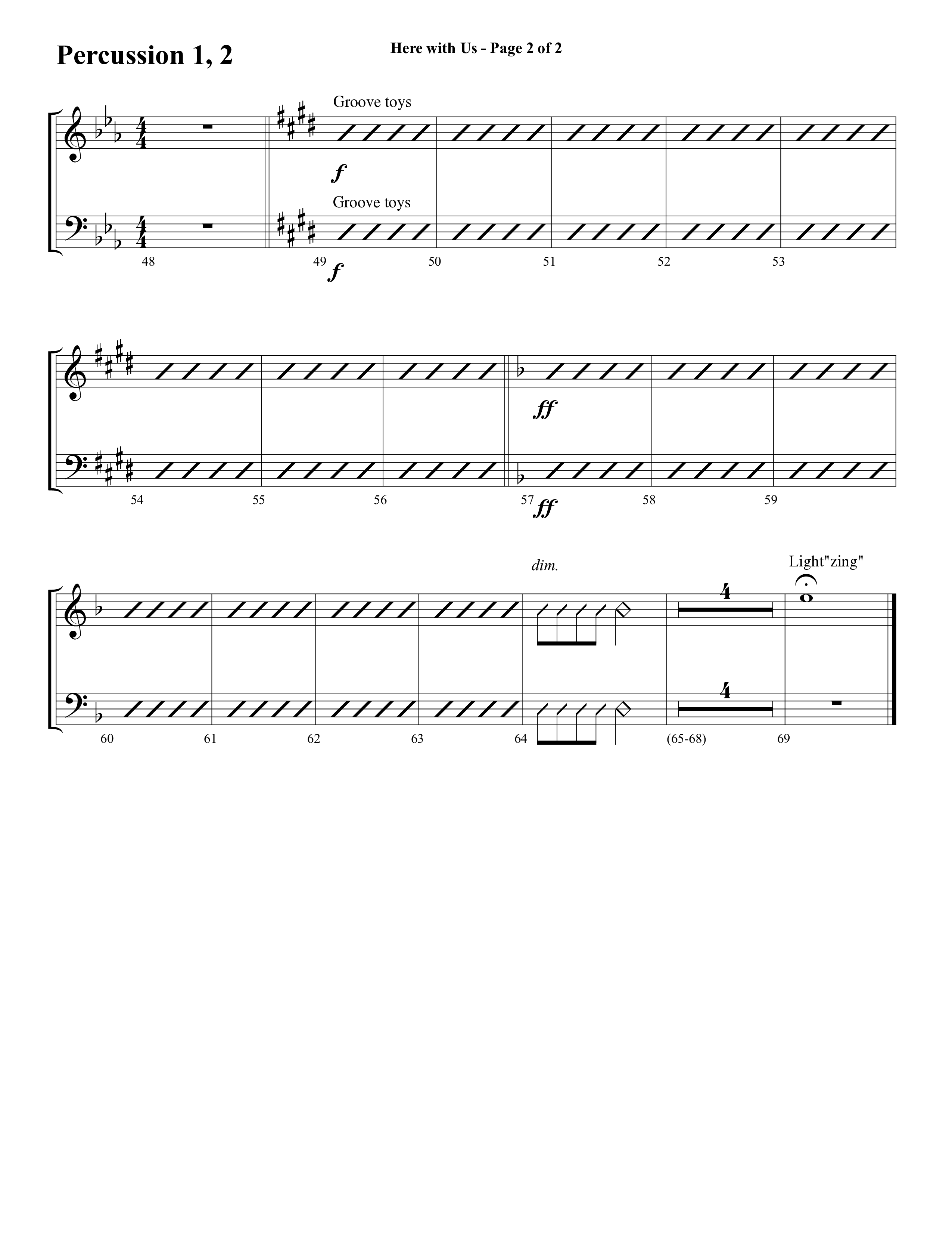 Here With Us (Choral Anthem SATB) Percussion (Word Music Choral / Arr. David Clydesdale)