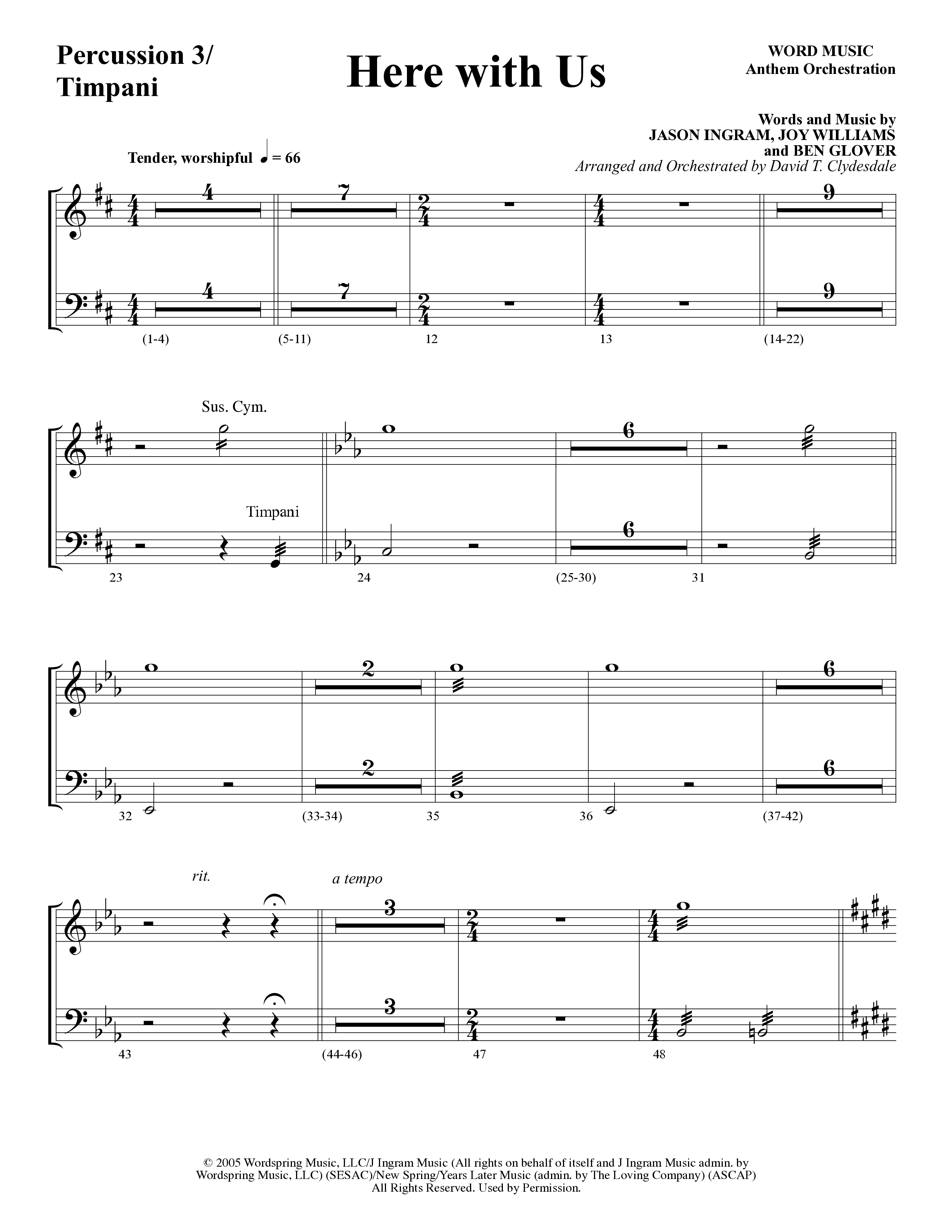 Here With Us (Choral Anthem SATB) Percussion (Word Music Choral / Arr. David Clydesdale)