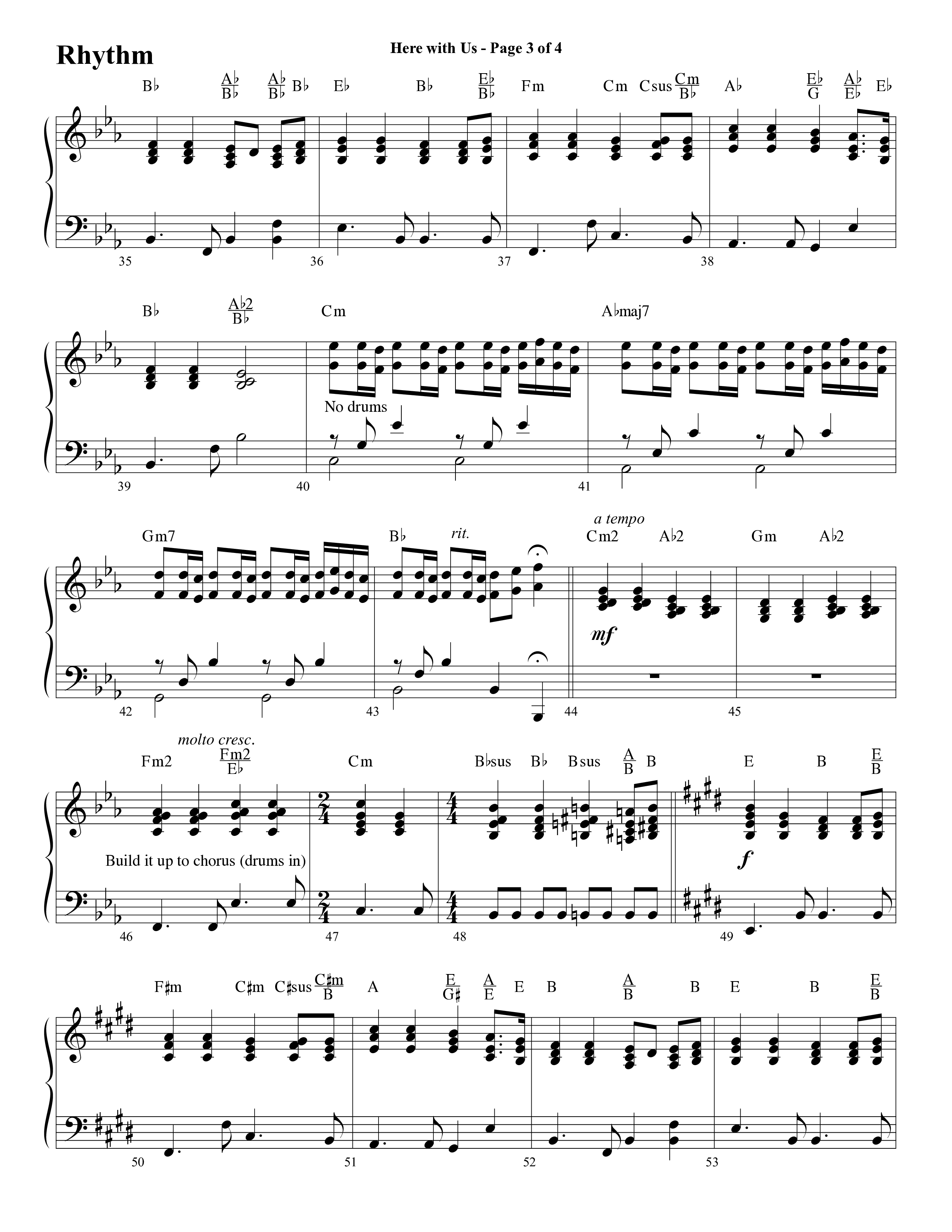 Here With Us (Choral Anthem SATB) Rhythm Chart (Word Music Choral / Arr. David Clydesdale)