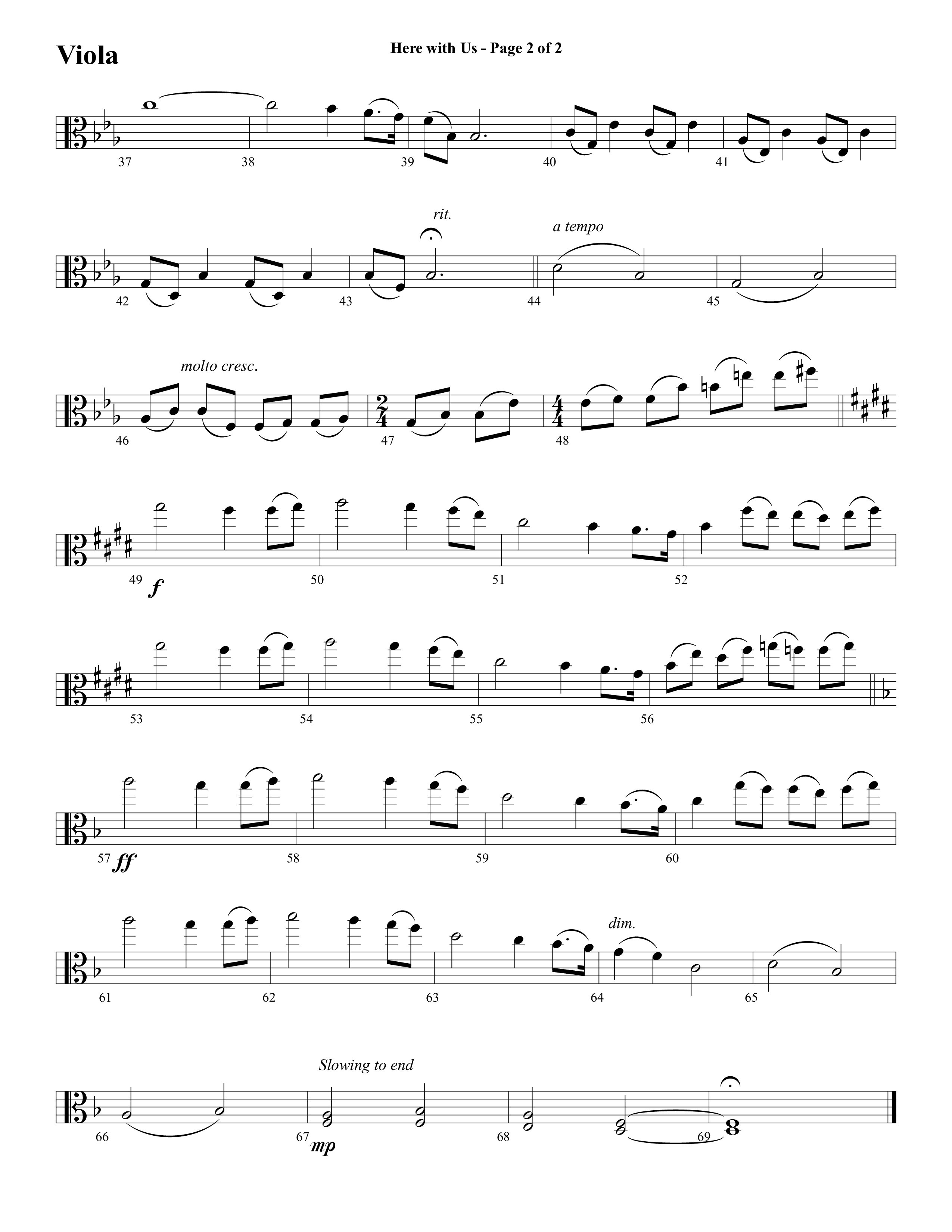 Here With Us (Choral Anthem SATB) Viola (Word Music Choral / Arr. David Clydesdale)