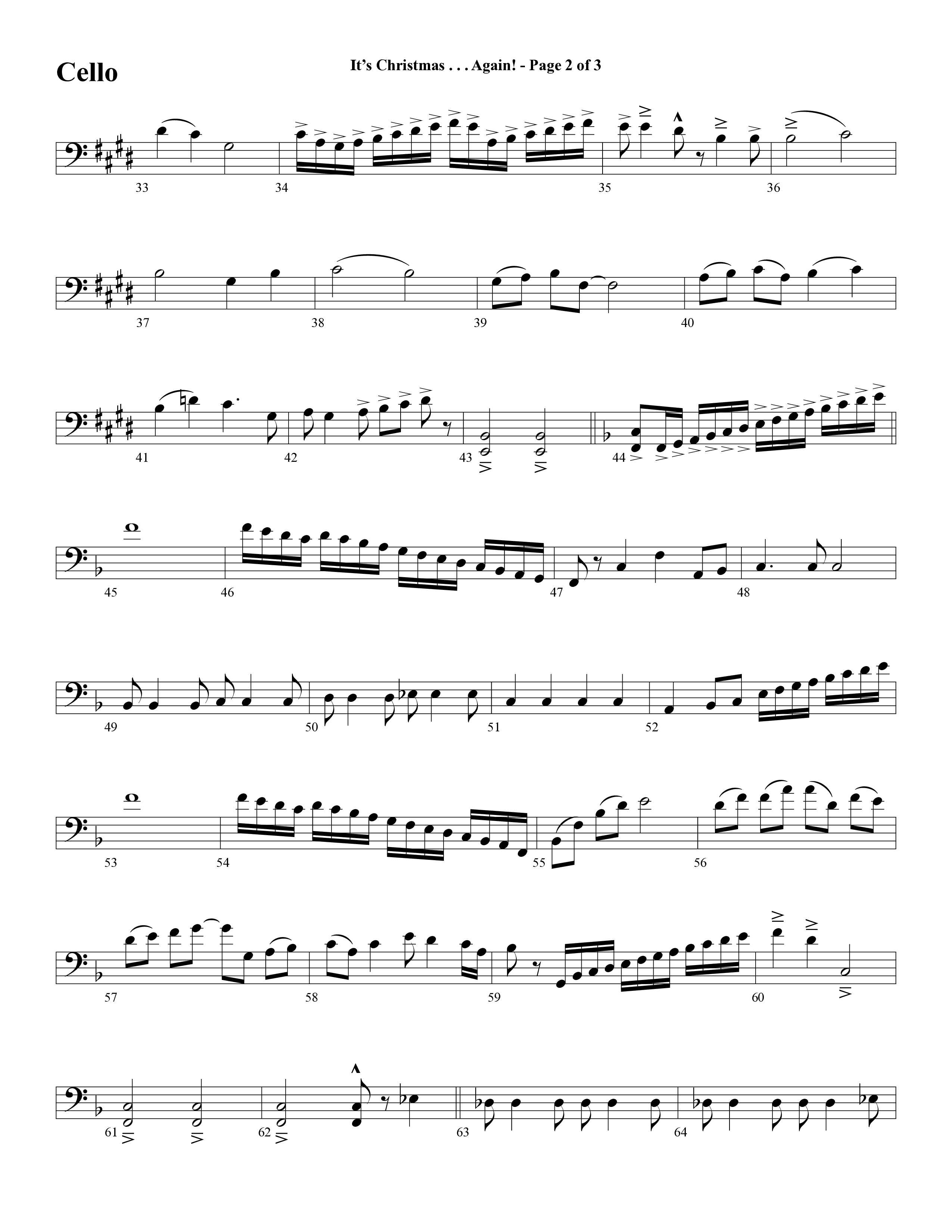 It's Christmas Again (Choral Anthem SATB) Cello (Word Music Choral / Arr. David Clydesdale)