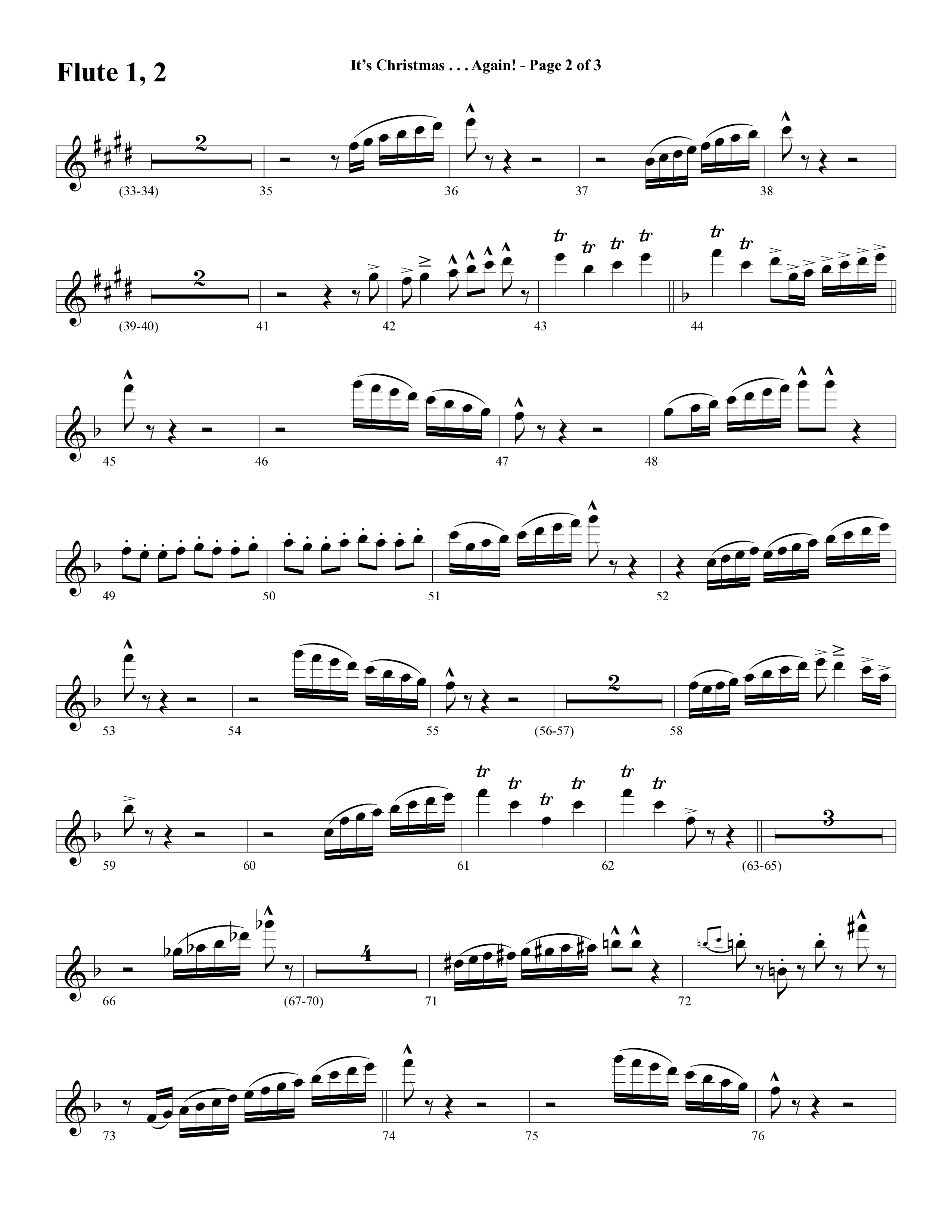It's Christmas Again (Choral Anthem SATB) Flute 1/2 (Word Music Choral / Arr. David Clydesdale)