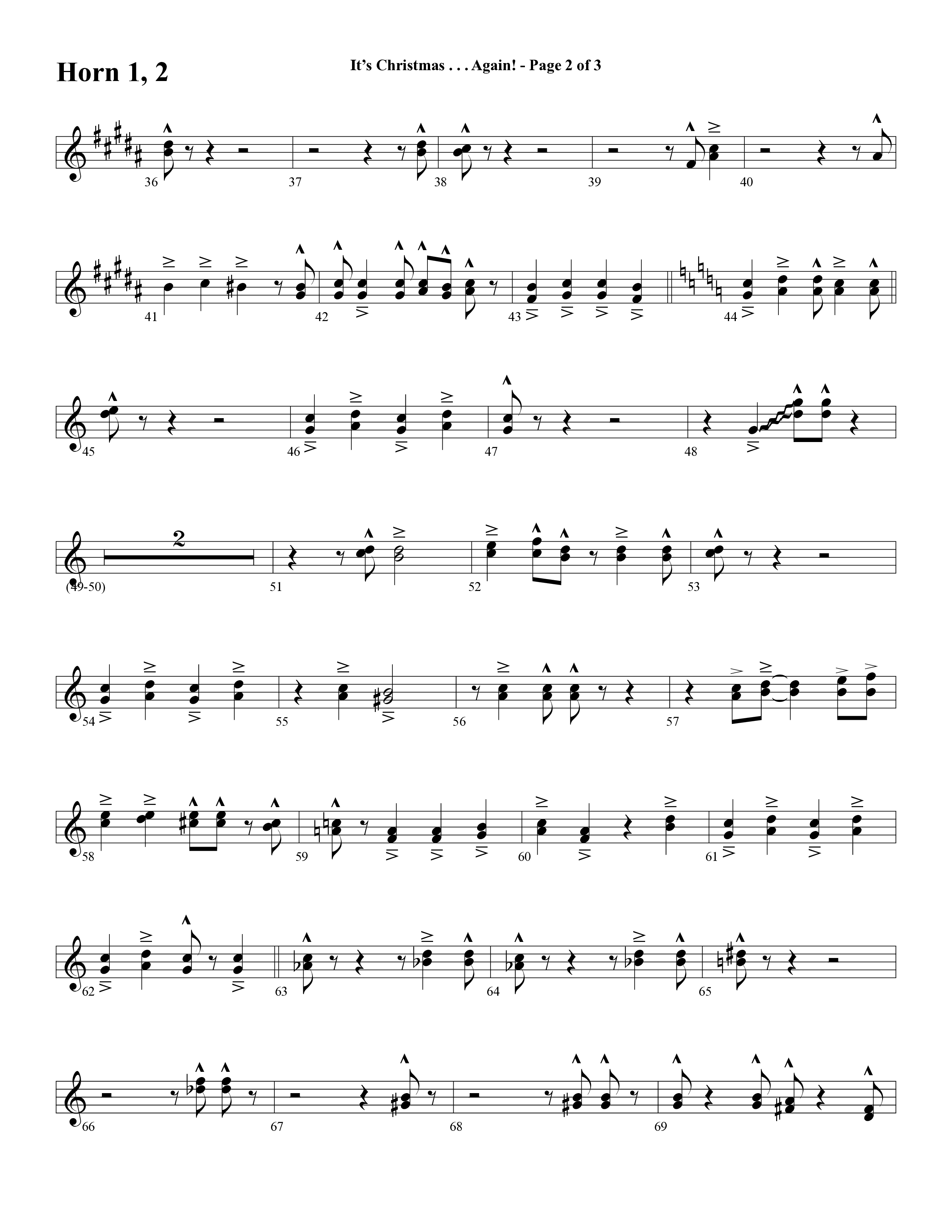It's Christmas Again (Choral Anthem SATB) French Horn 1/2 (Word Music Choral / Arr. David Clydesdale)