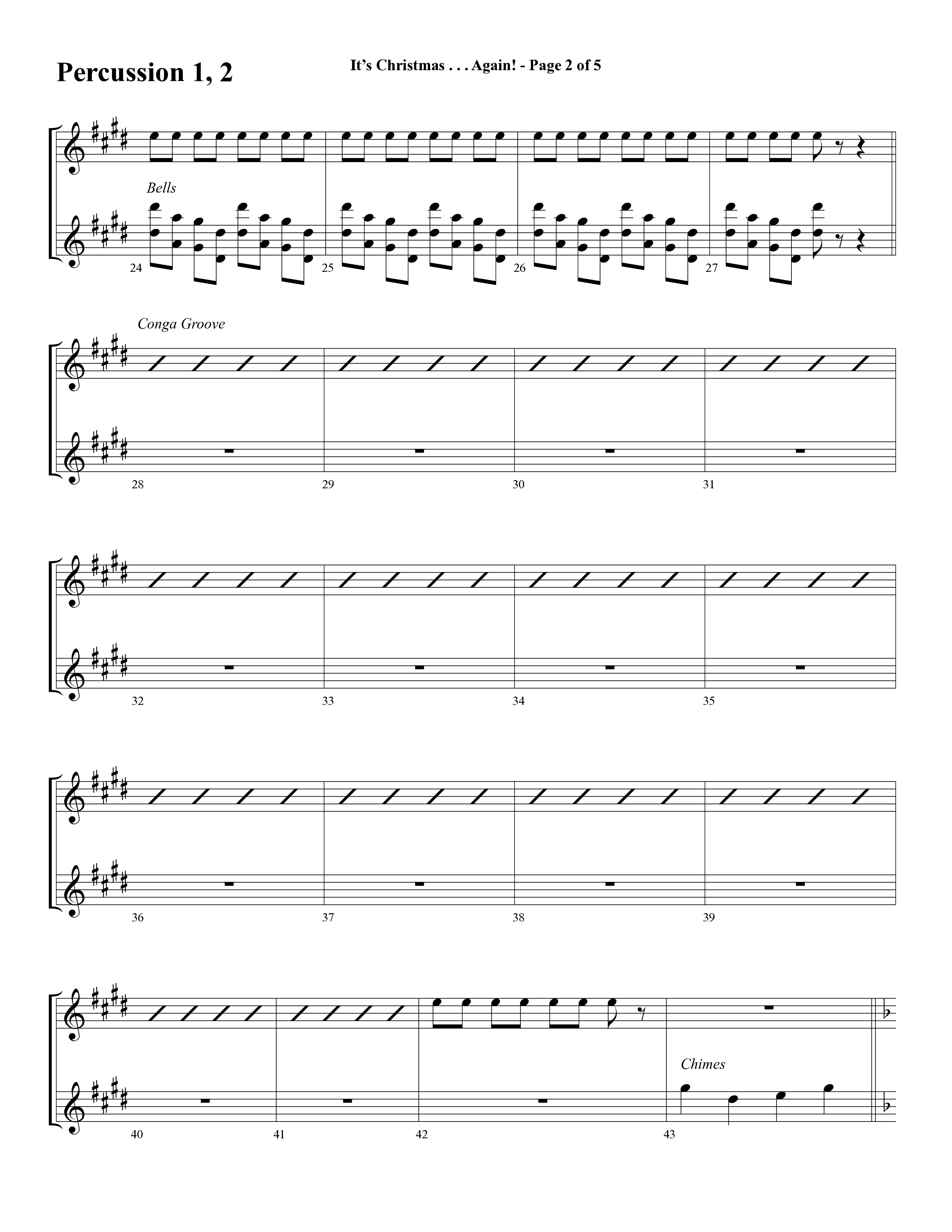 It's Christmas Again (Choral Anthem SATB) Percussion (Word Music Choral / Arr. David Clydesdale)