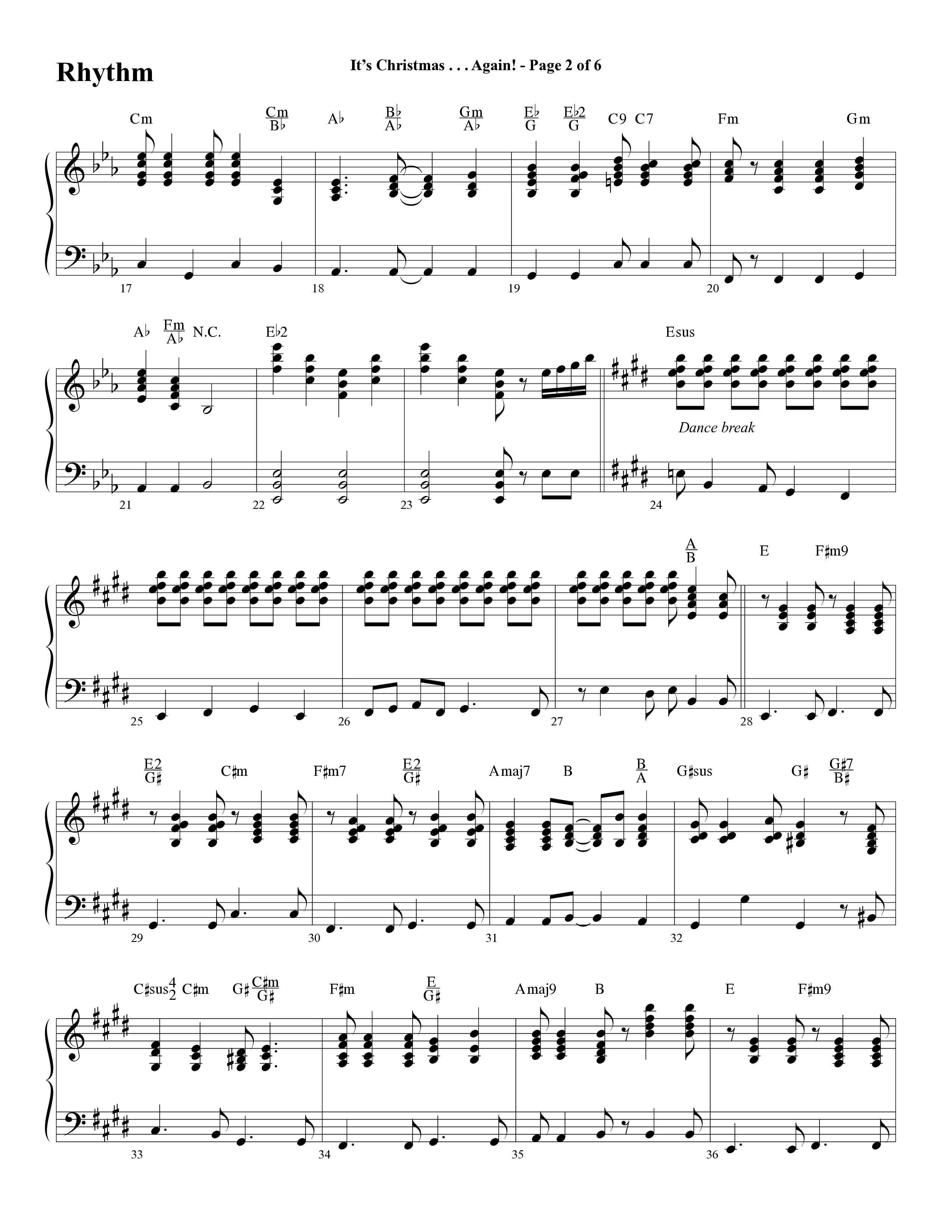 It's Christmas Again (Choral Anthem SATB) Rhythm Chart (Word Music Choral / Arr. David Clydesdale)