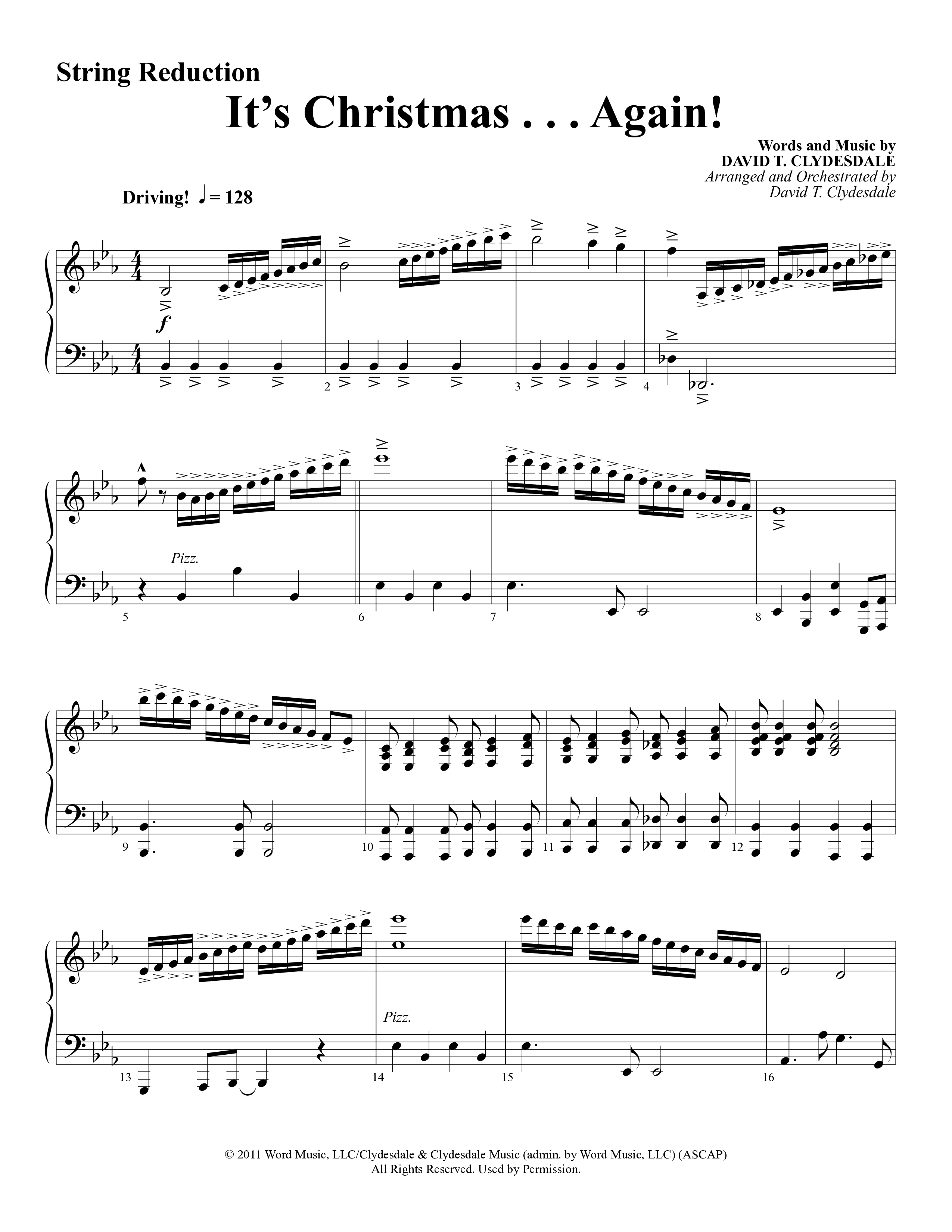 It's Christmas Again (Choral Anthem SATB) String Reduction (Word Music Choral / Arr. David Clydesdale)