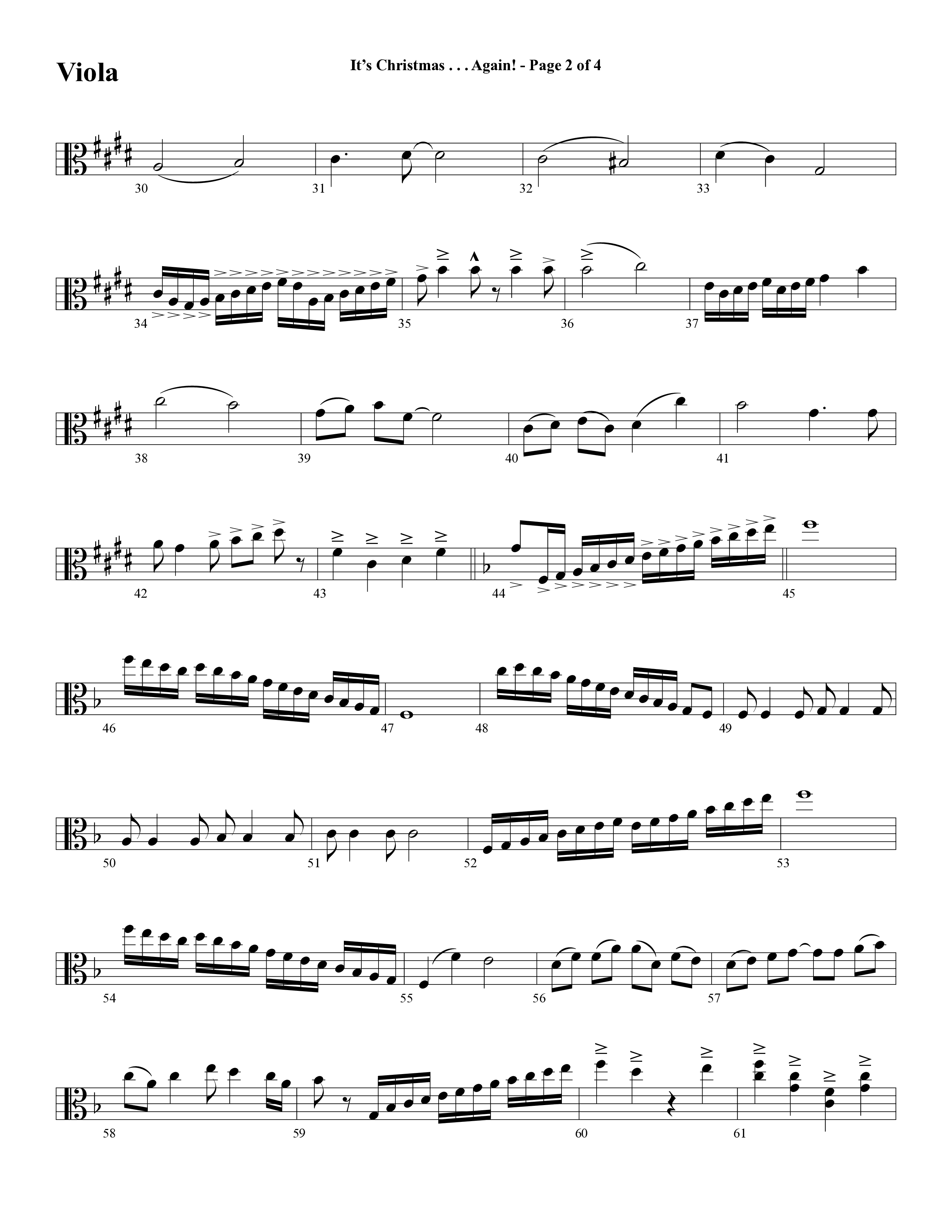 It's Christmas Again (Choral Anthem SATB) Viola (Word Music Choral / Arr. David Clydesdale)
