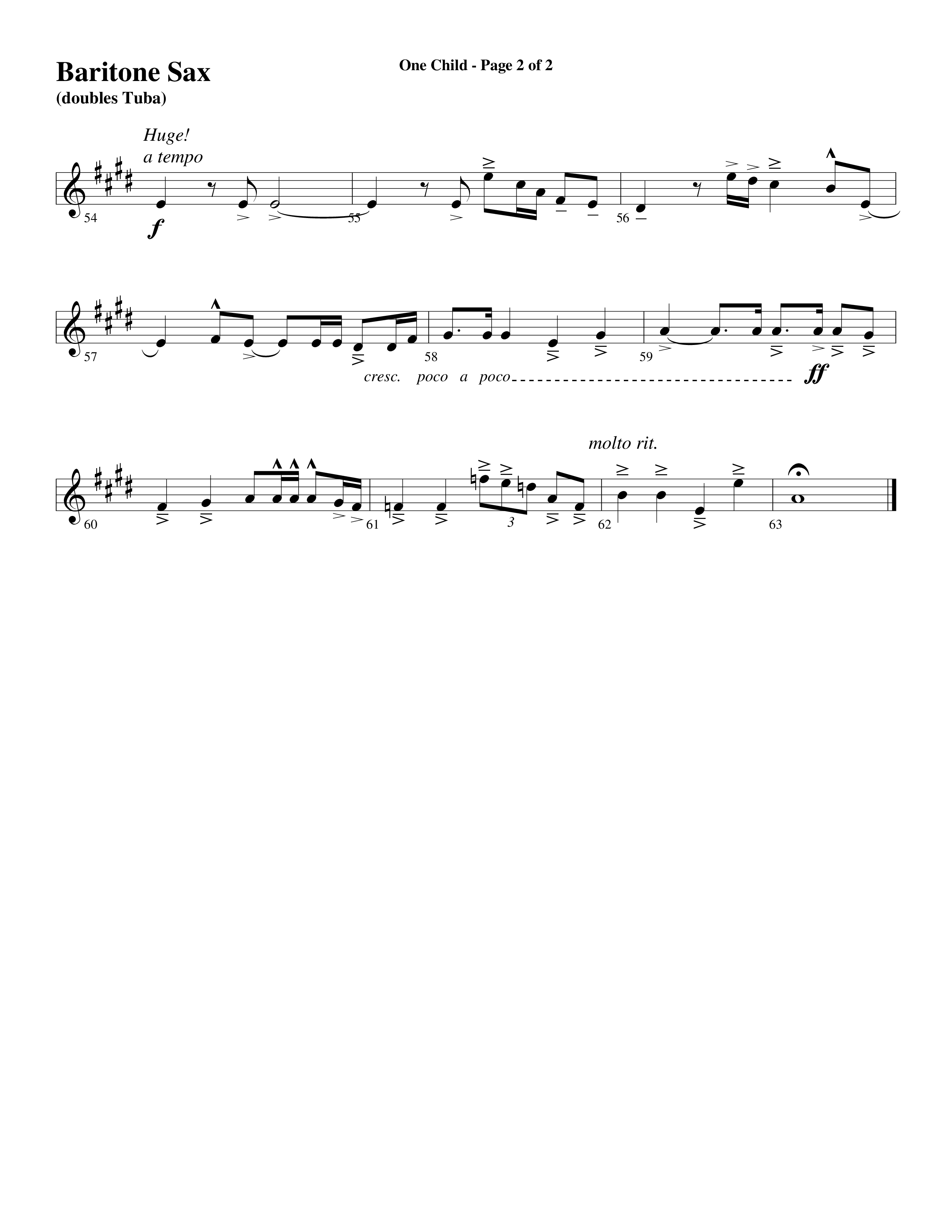 One Child Bari Sax (Word Music Choral / Arr. Mark McClure / Orch. Carl Marsh)